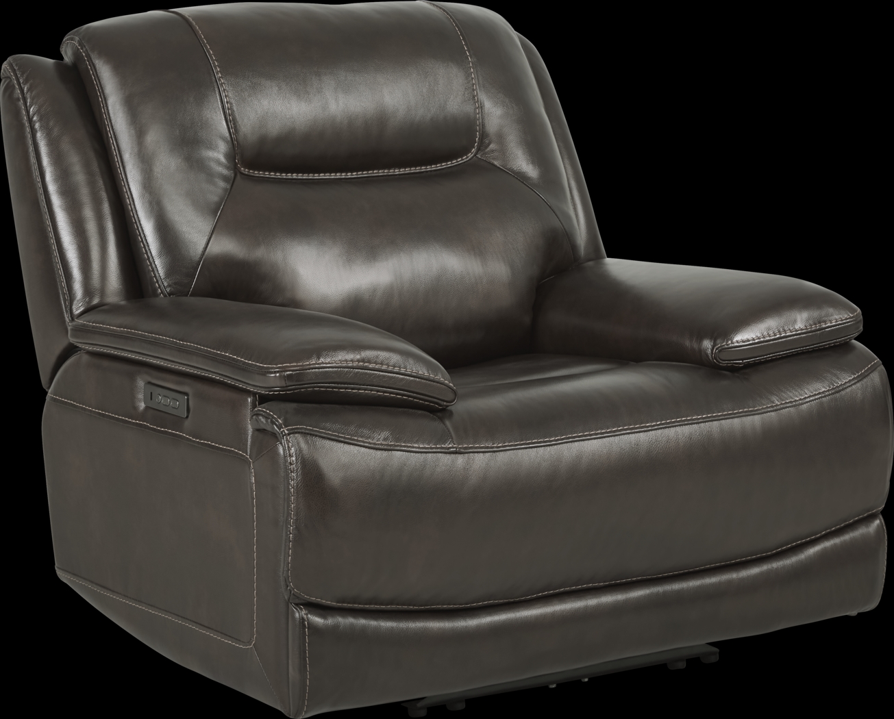 Palladino Gray Leather Dual Power Recliner - Thumbnail - Image 1