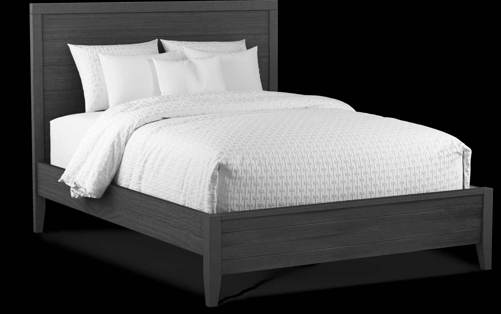 Palm Grove Black 3 Pc Queen Panel Bed - Thumbnail - Image 1