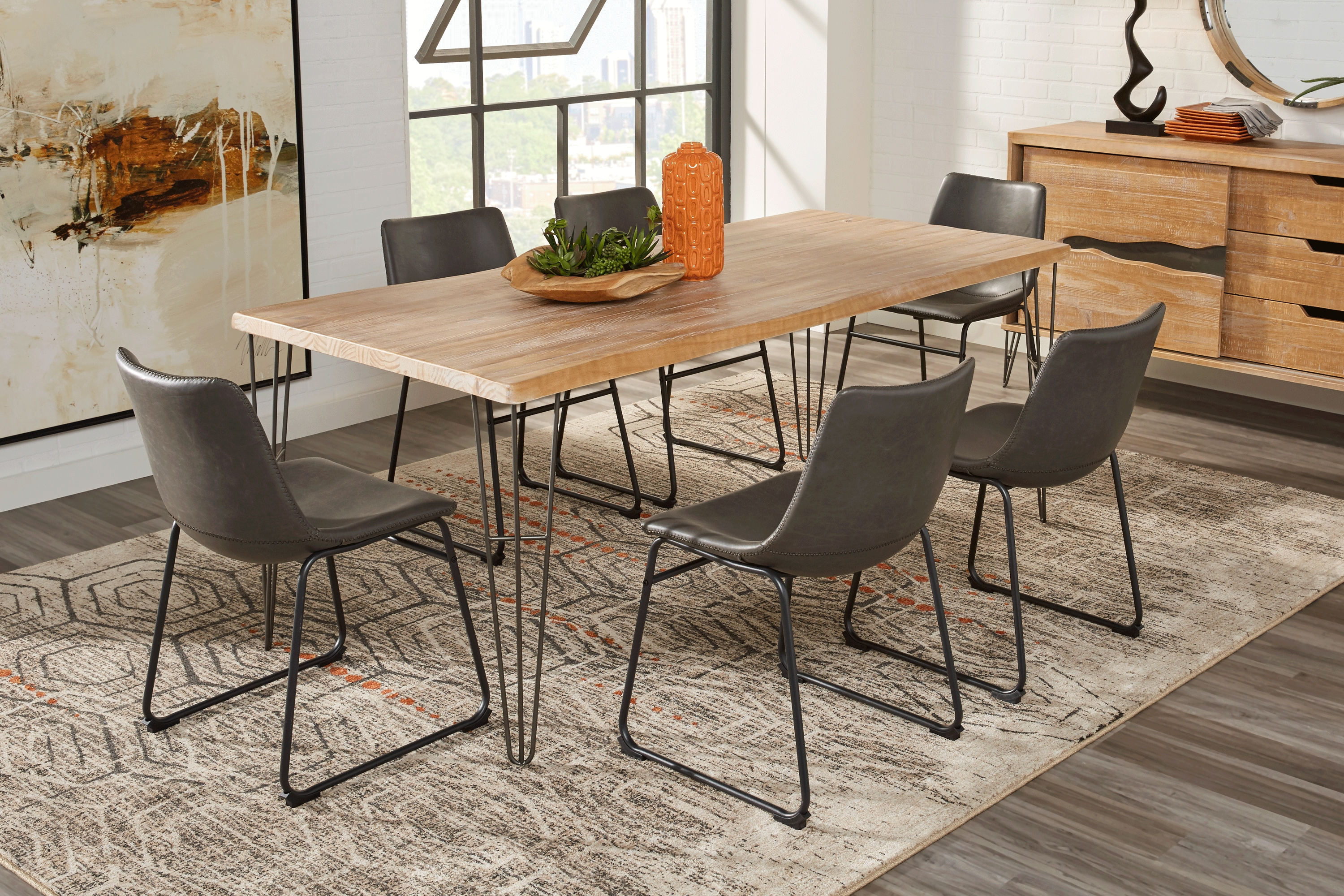 Palm Grove Brown 5 Pc Rectangle Dining Room with Gray Chairs - Thumbnail - Image 1