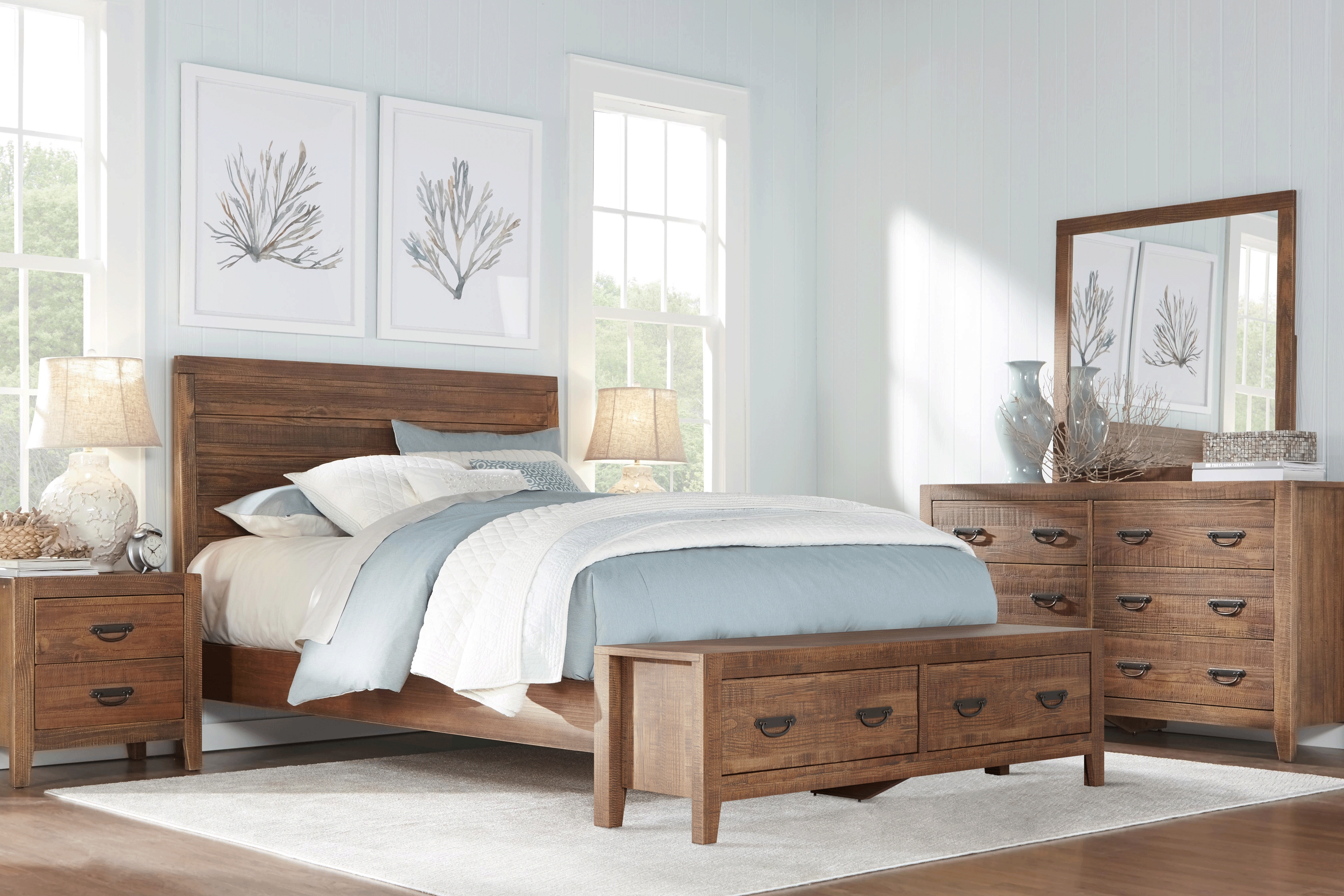 Palm Grove Brown 5 Pc King Storage Bedroom - Thumbnail - Image 1