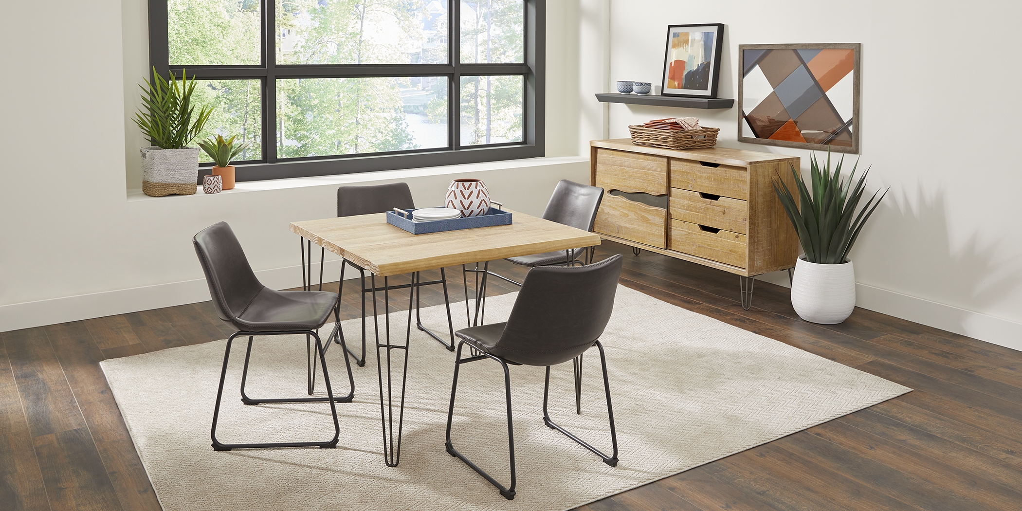 Palm Grove Brown 5 Pc Square Dining Room with Gray Chairs - Thumbnail - Image 2