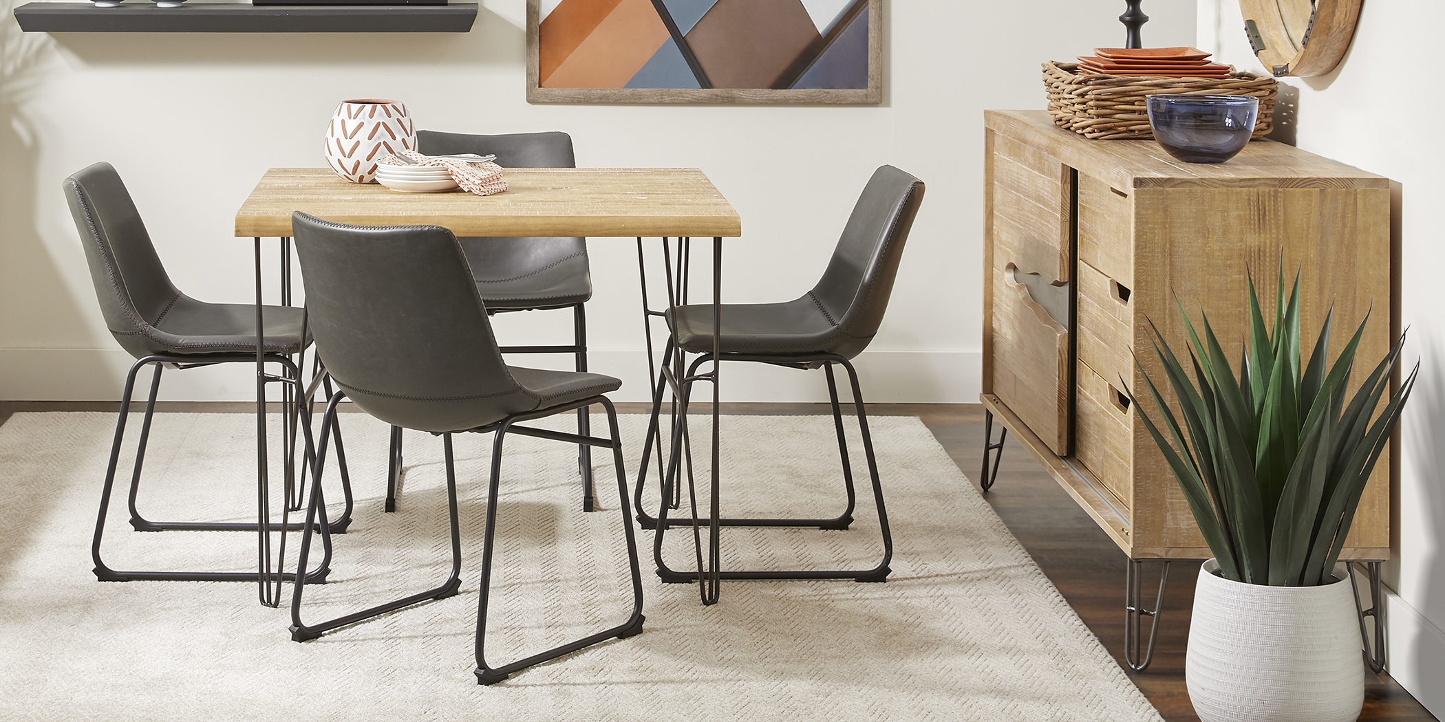 Palm Grove Brown 5 Pc Square Dining Room with Gray Chairs - Thumbnail - Image 1