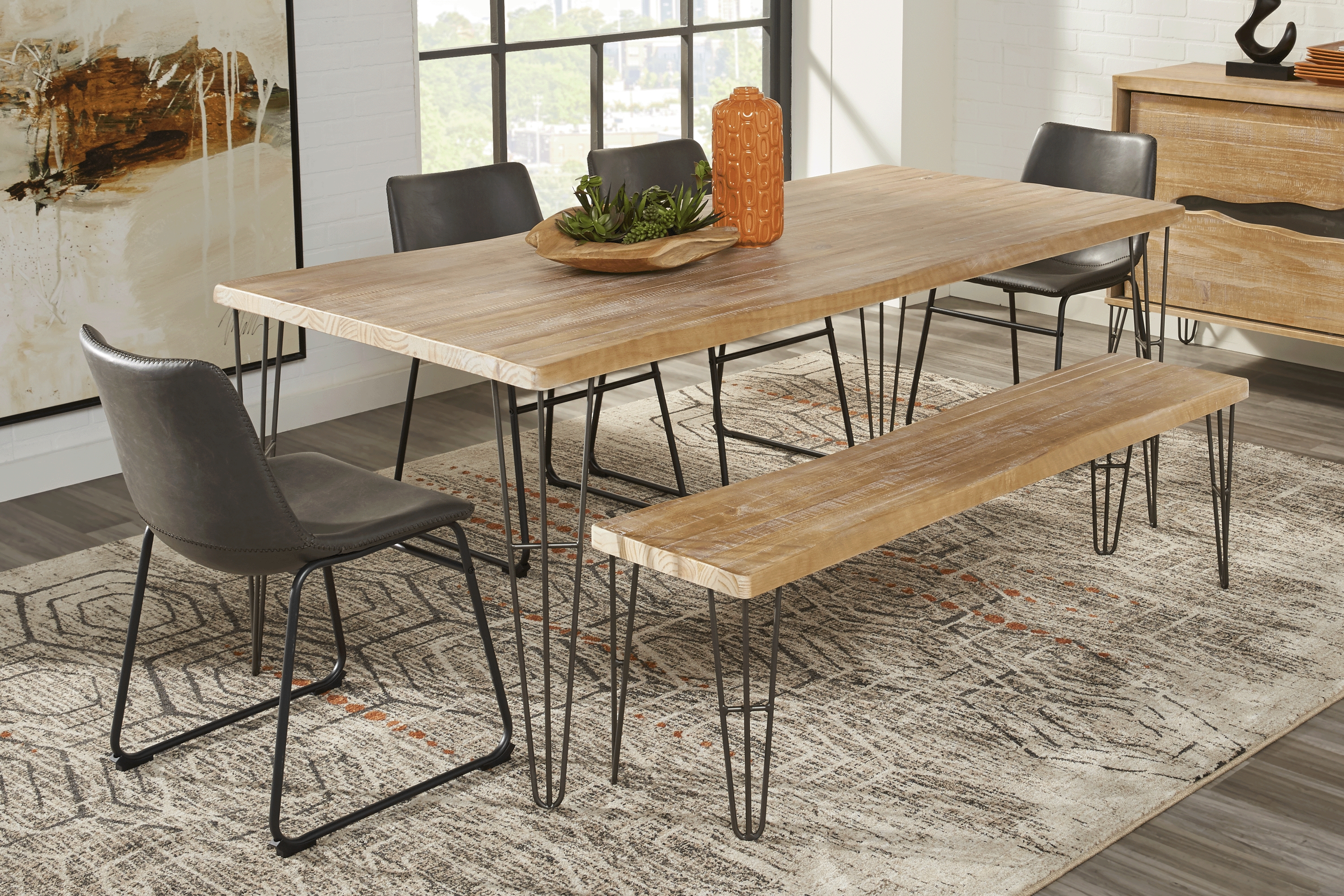 Palm Grove Brown 6 Pc Rectangle Dining Room with Gray Chairs - Thumbnail - Image 1