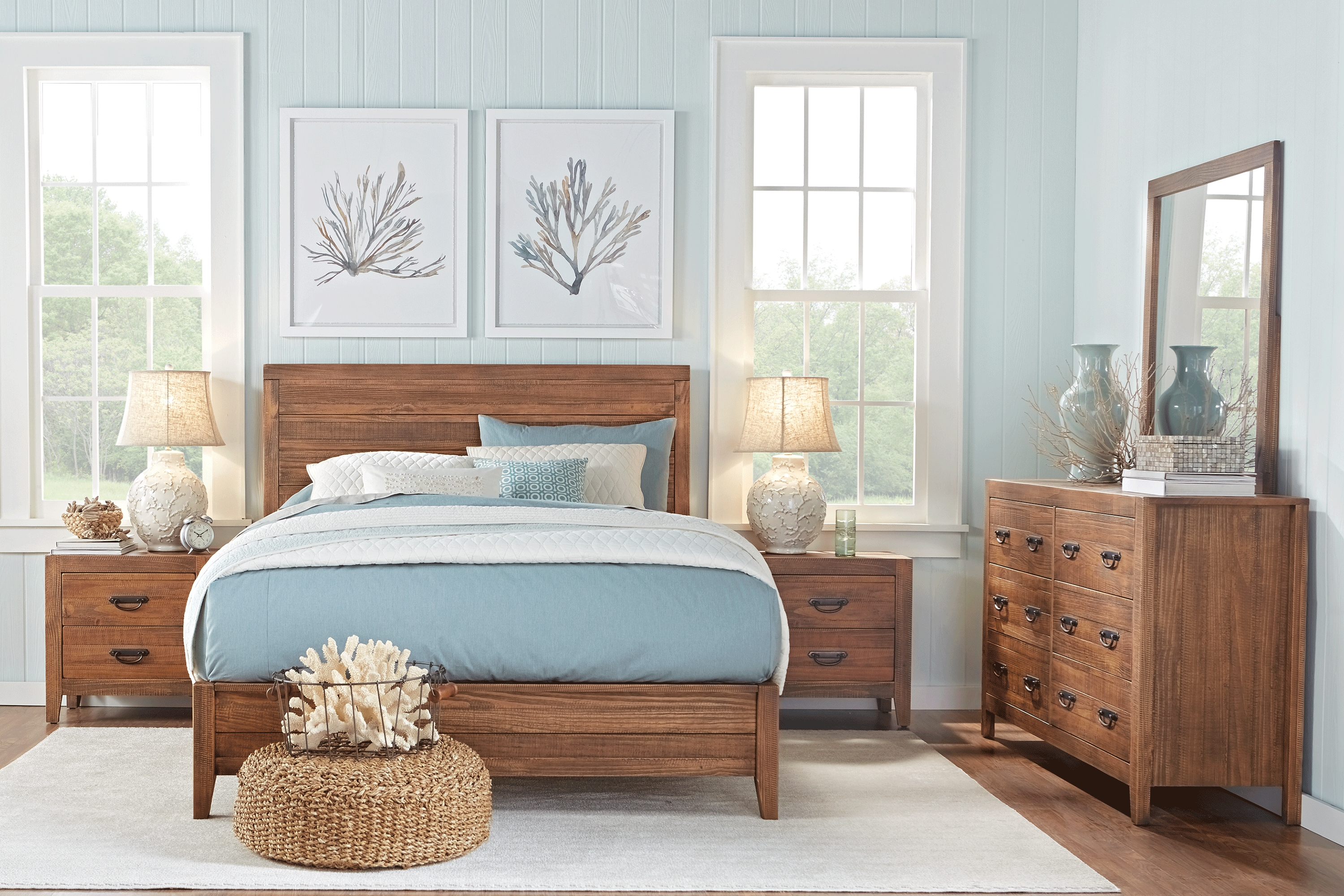 Palm Grove Brown 7 Pc Queen Panel Bedroom - Thumbnail - Image 1