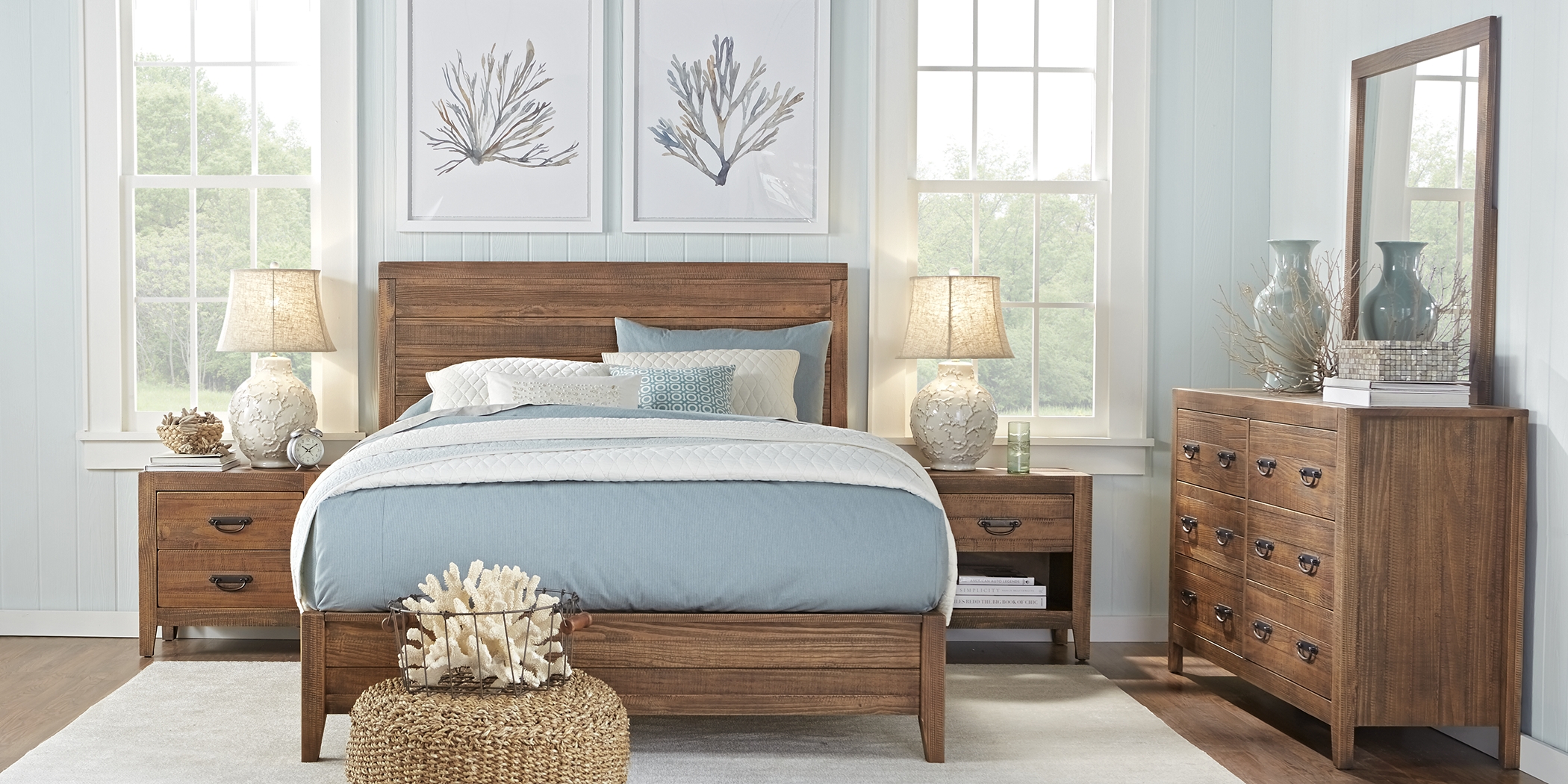 Palm Grove Brown 7 Pc Queen Panel Bedroom - Thumbnail - Image 2