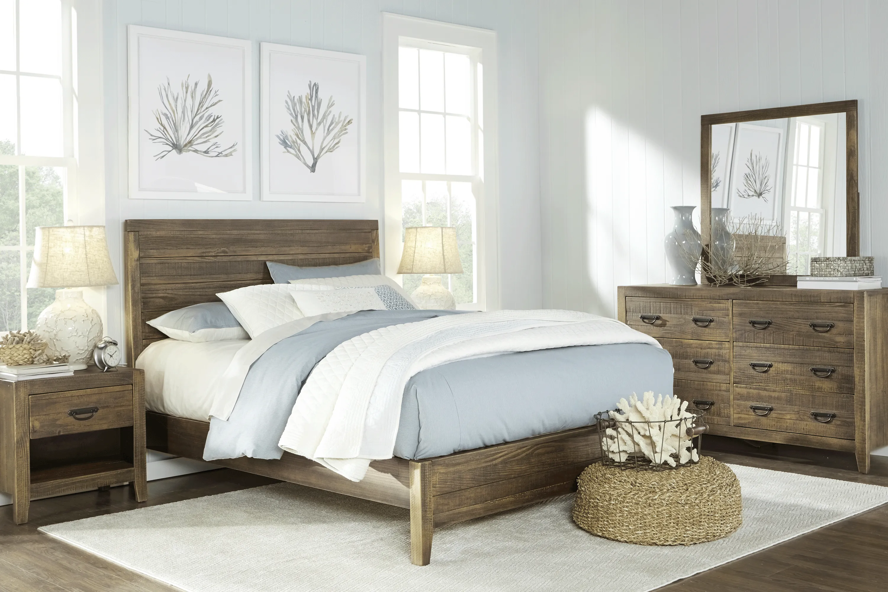 Palm Grove Brown 8 Pc King Panel Bedroom - Thumbnail - Image 1