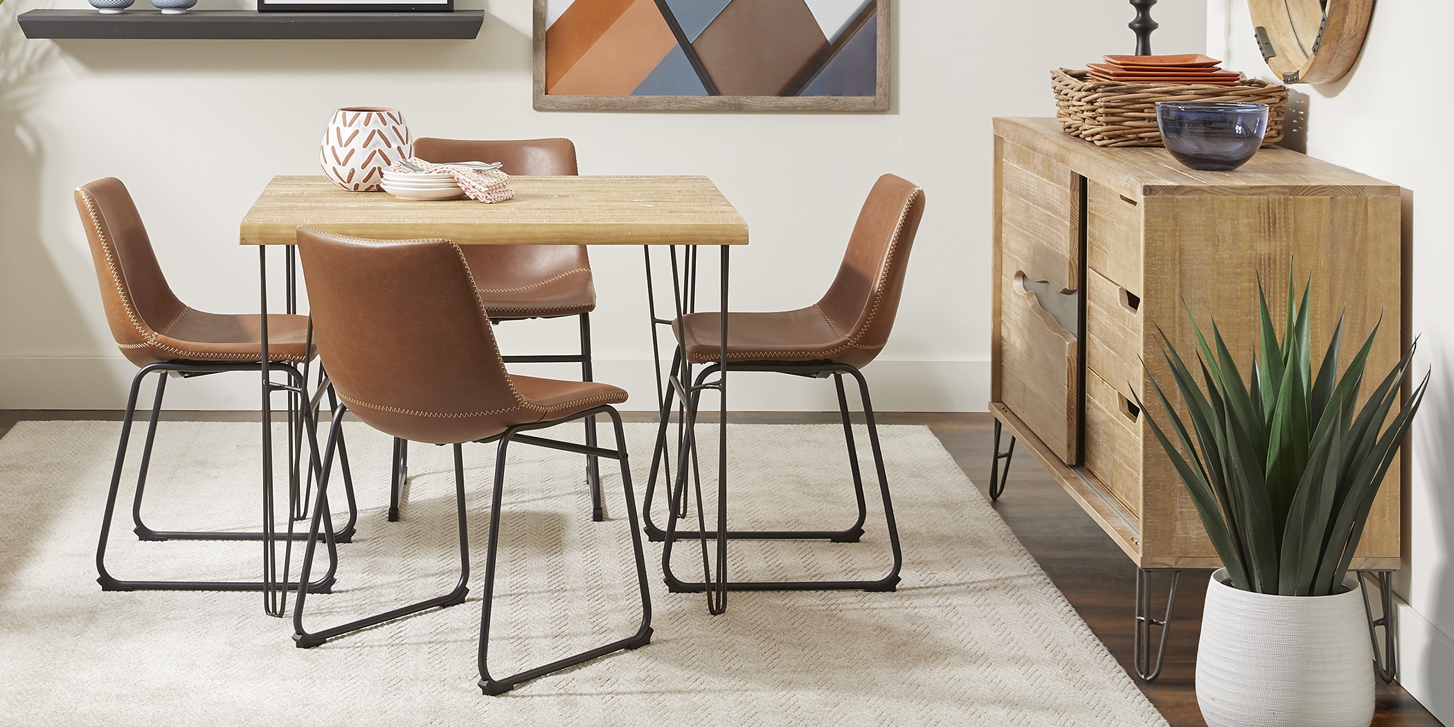 Palm Grove Brown 5 Pc Square Dining Room with Brown Chairs - Thumbnail - Image 1