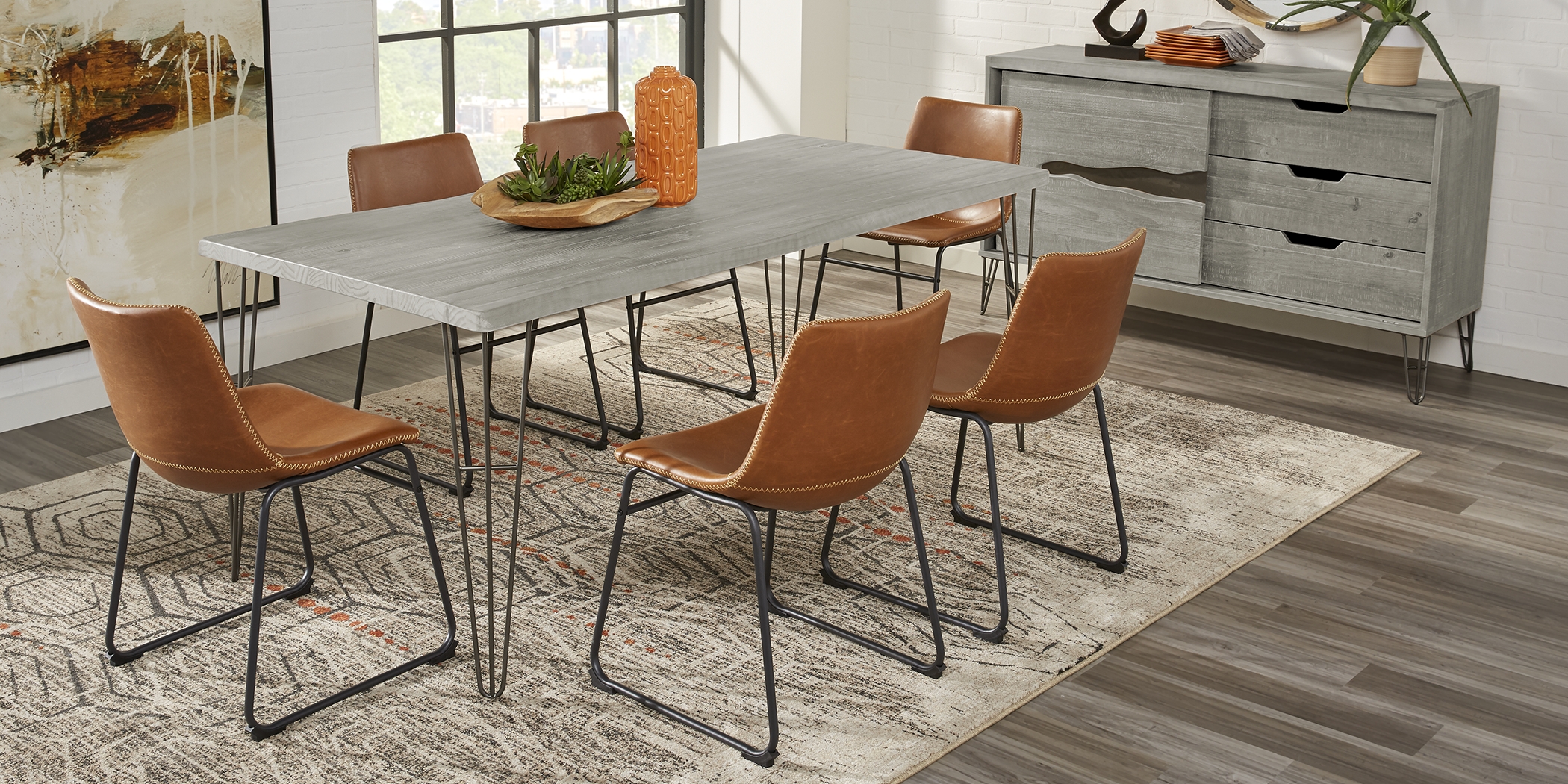 Palm Grove Gray 5 Pc Rectangle Dining Room with Brown Chairs - Thumbnail - Image 1