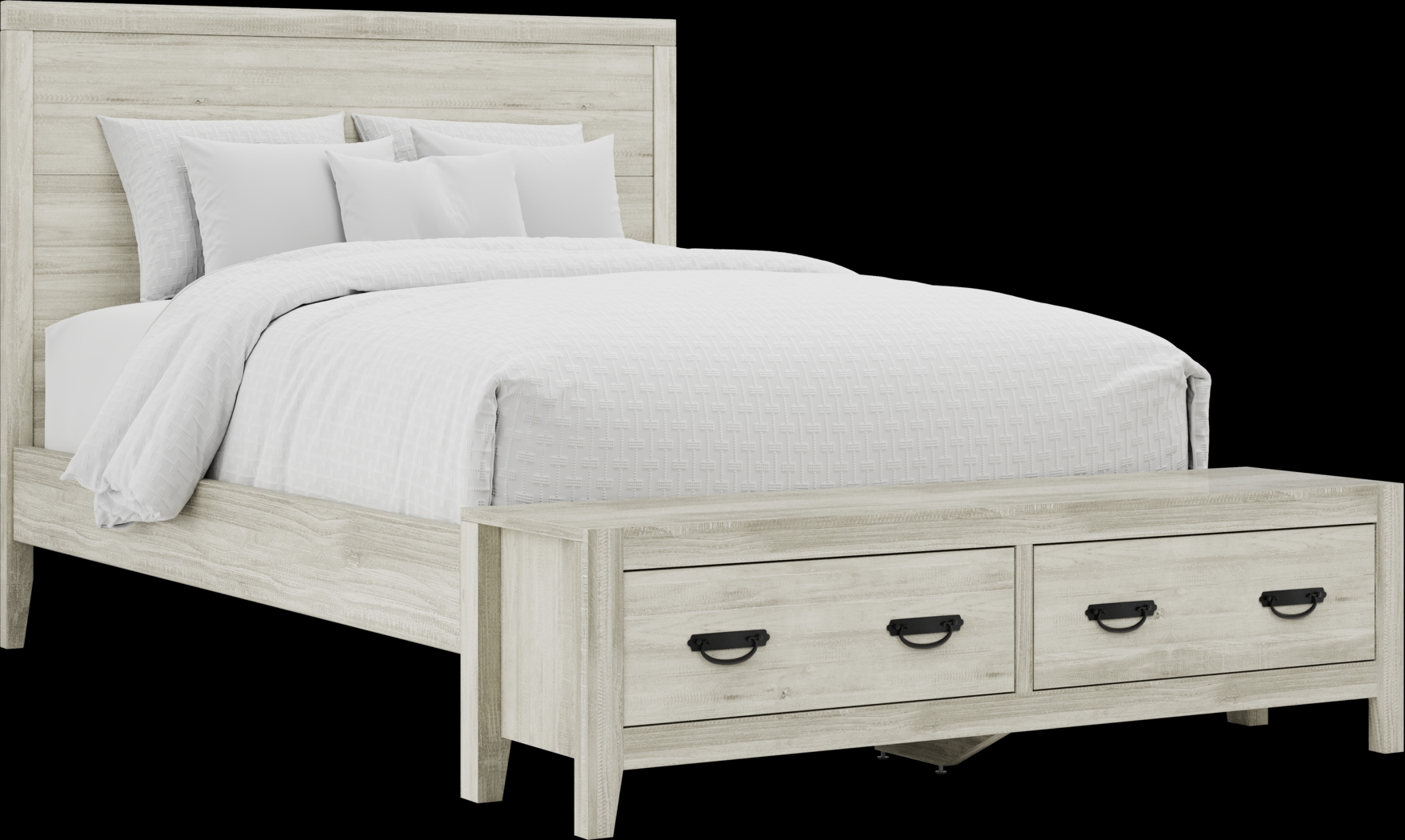 Palm Grove White 5 Pc Queen Storage Bedroom - Thumbnail - Image 2