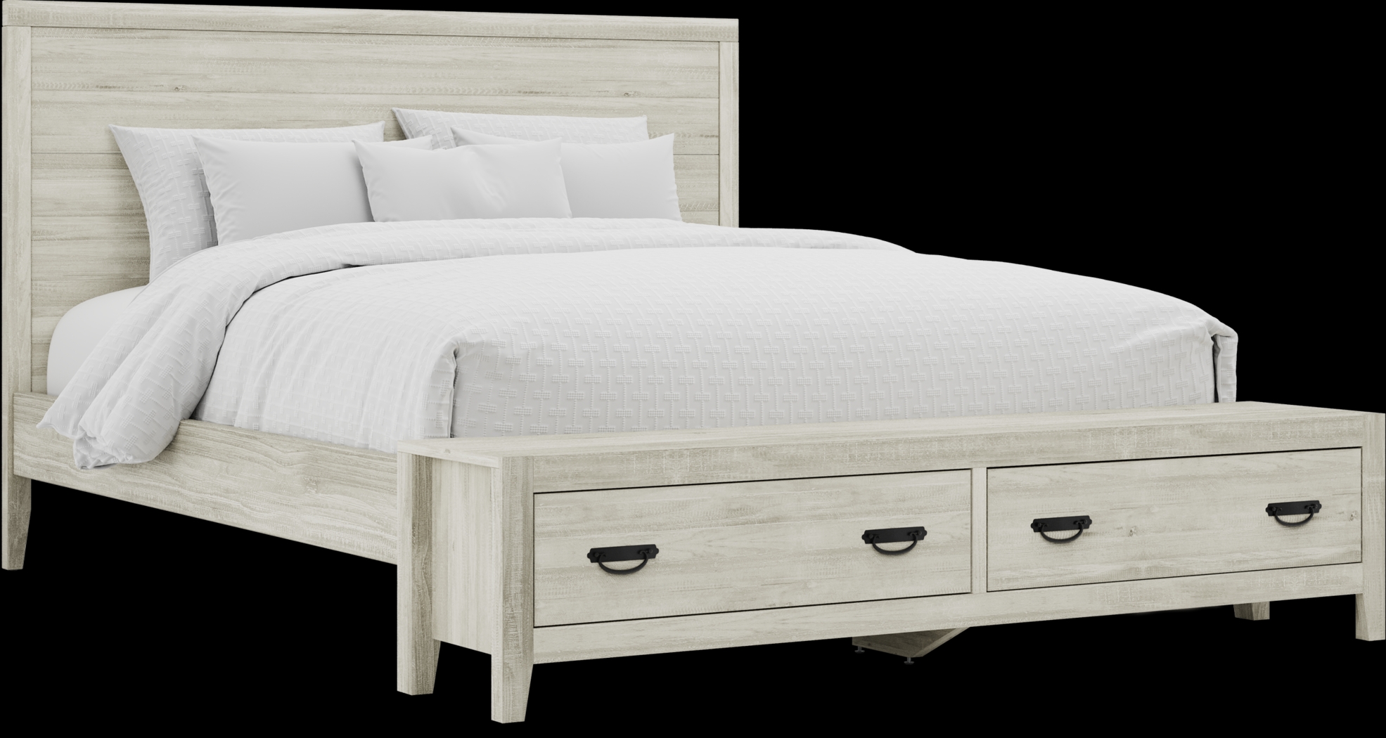 Palm Grove White 3 Pc King Storage Bed - Thumbnail - Image 1