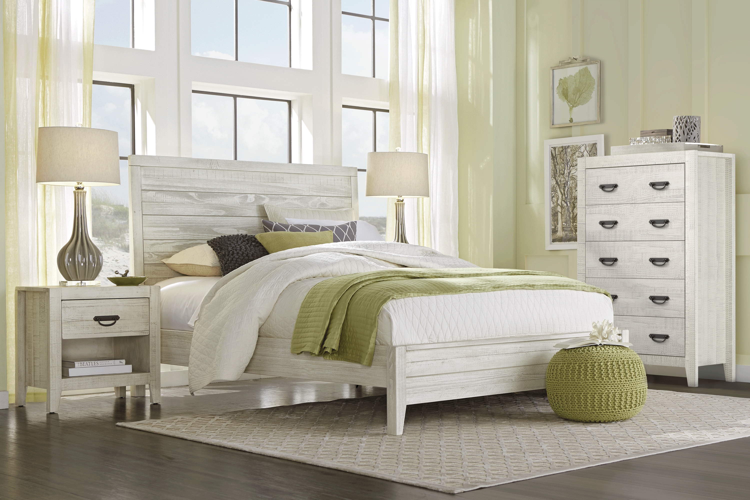 Palm Grove White 5 Pc Queen Panel Bedroom - Thumbnail - Image 1