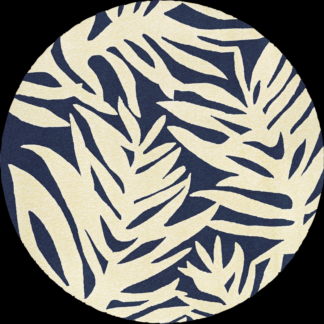 Palm Point Blue 7'10 Round Indoor/Outdoor Rug - Thumbnail - Image 1