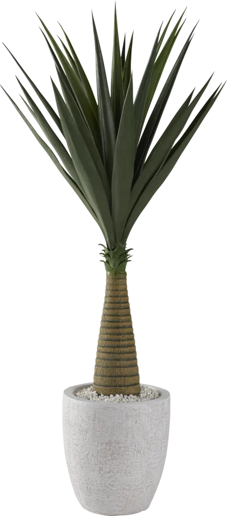 Palmdale Green 48 in. Artificial Sisal Tree in White Planter - Thumbnail - Image 1