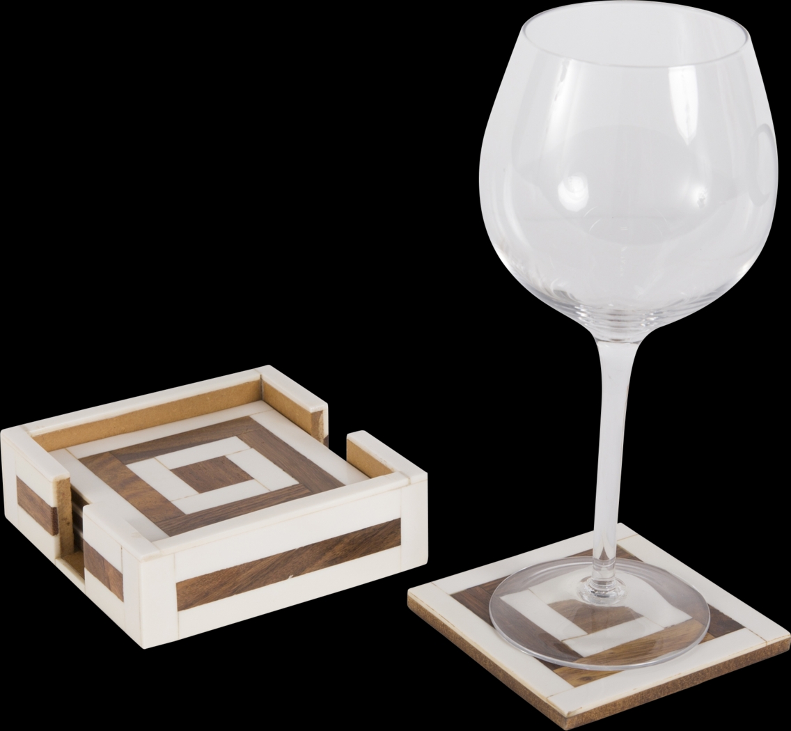 Palmdate White Coaster, Set of 4 - Thumbnail - Image 3