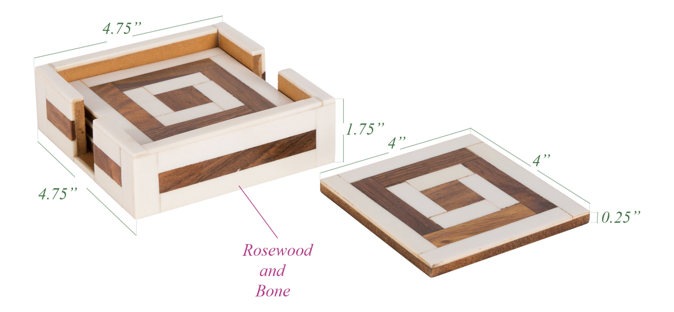 Palmdate White Coaster, Set of 4 - Thumbnail - Image 5