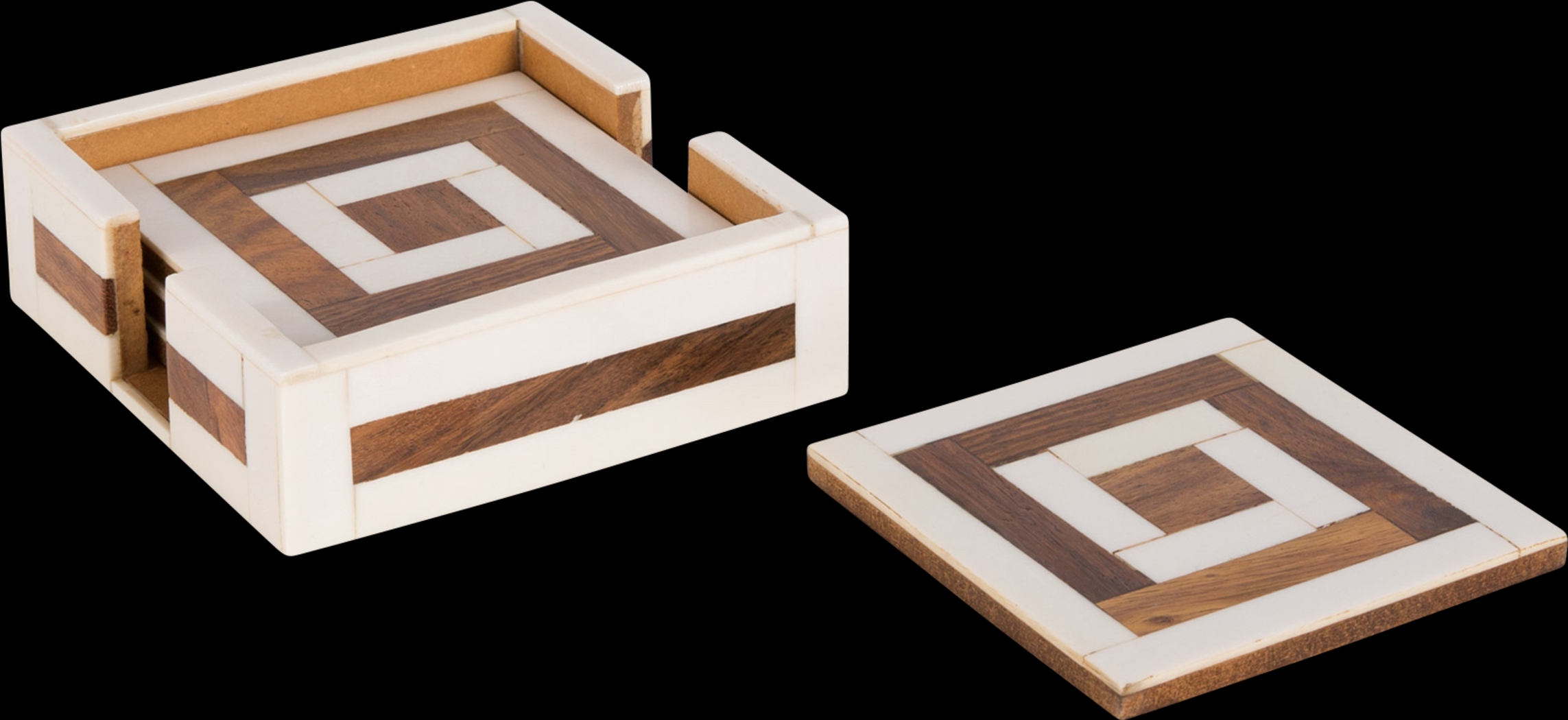 Palmdate White Coaster, Set of 4 - Thumbnail - Image 1