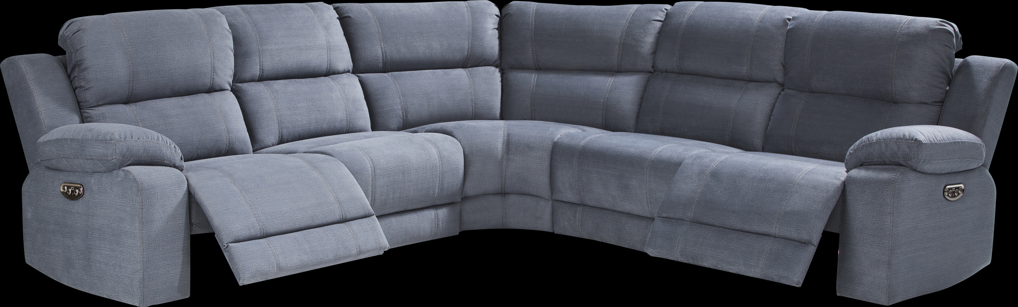 Palmer Point Blue 5 Pc Dual Power Reclining Sectional - Thumbnail - Image 3