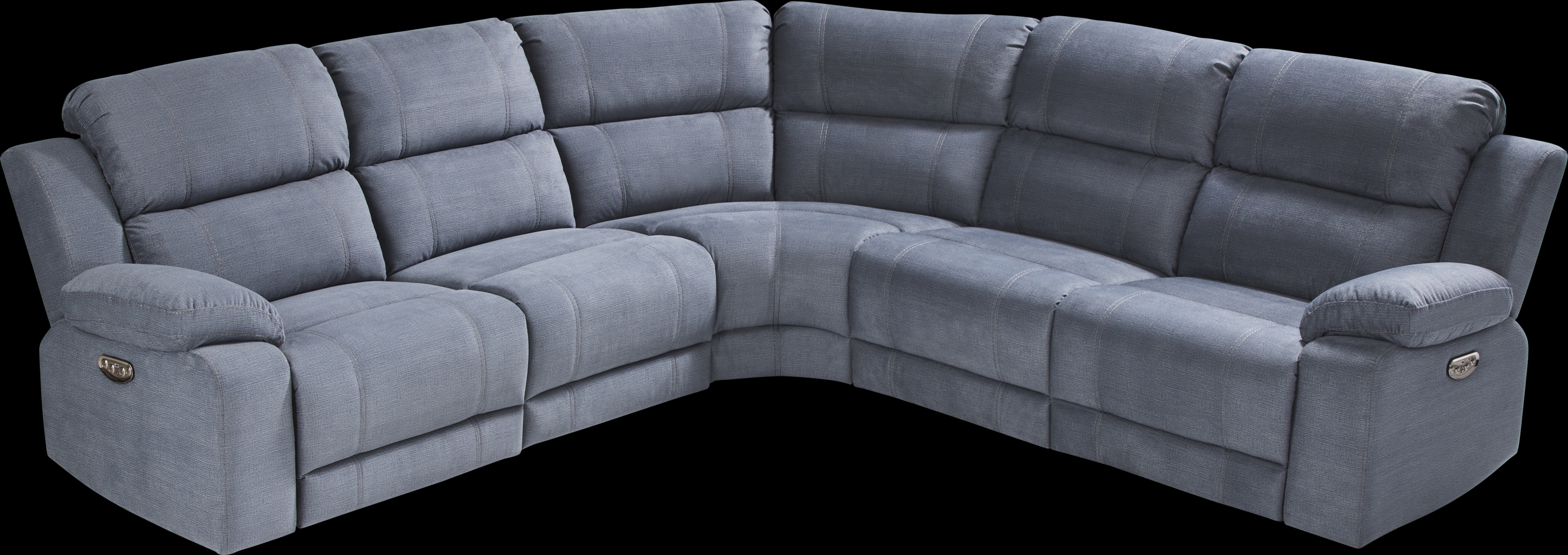Palmer Point Blue 5 Pc Dual Power Reclining Sectional - Thumbnail - Image 4