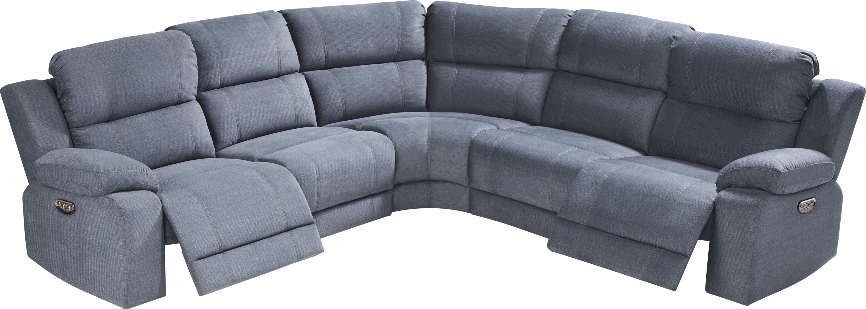 Palmer Point Blue 5 Pc Dual Power Reclining Sectional - Image 5