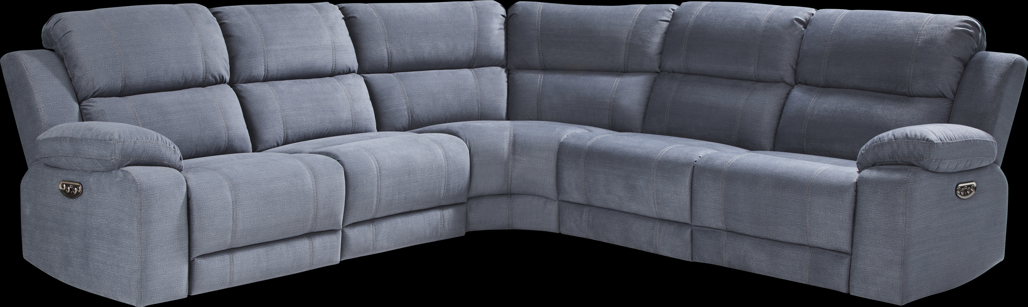 Palmer Point Blue 5 Pc Dual Power Reclining Sectional - Thumbnail - Image 1
