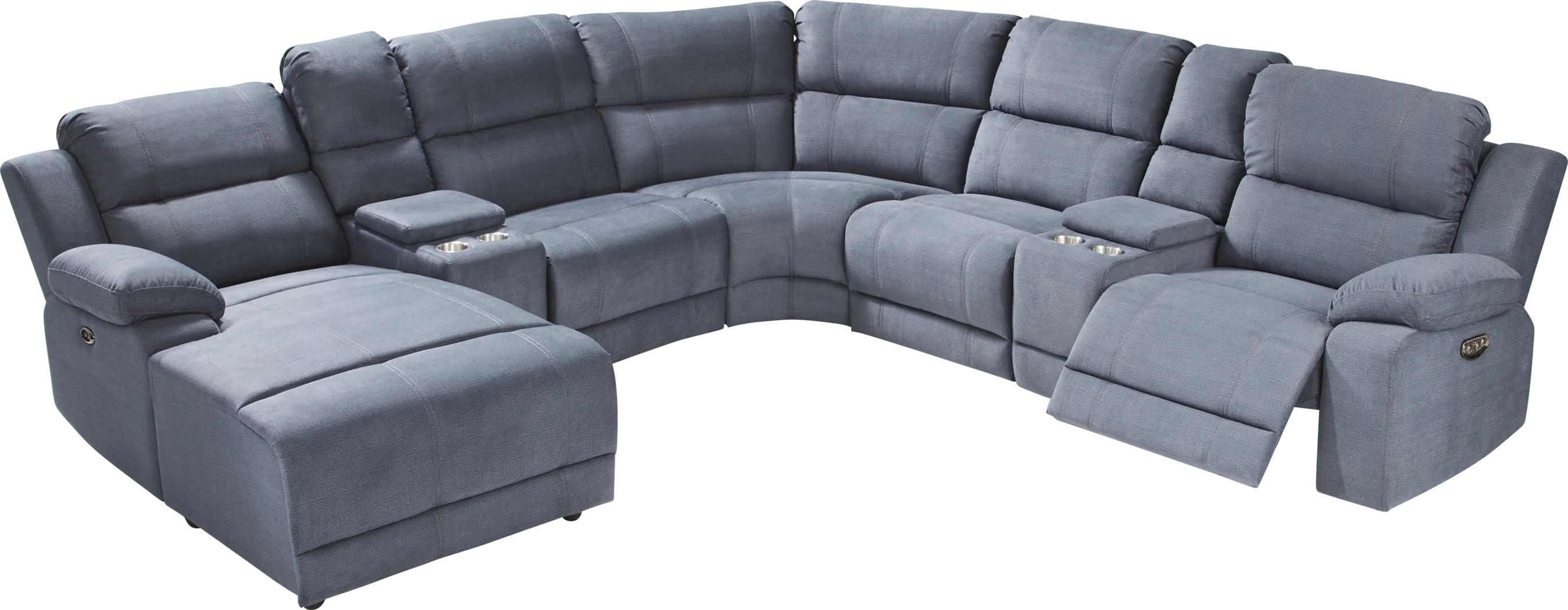 Palmer Point Blue 7 Pc Dual Power Reclining Sectional - Thumbnail - Image 3