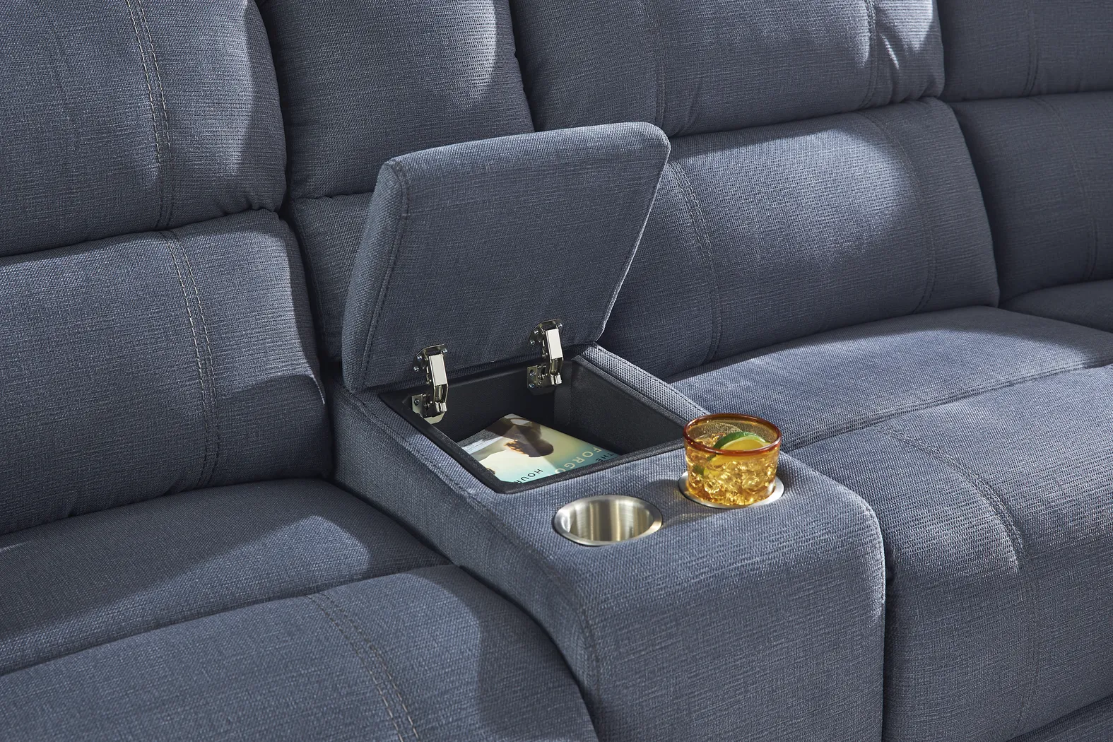 Palmer Point Blue 7 Pc Dual Power Reclining Sectional - Thumbnail - Image 4