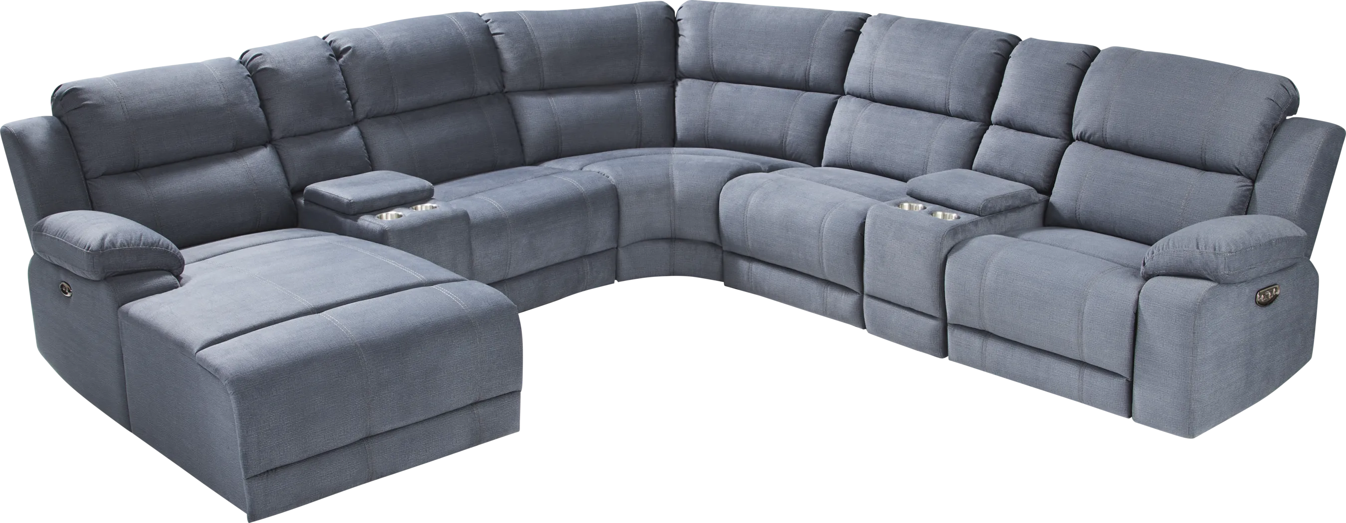 Palmer Point Blue 7 Pc Dual Power Reclining Sectional - Thumbnail - Image 1