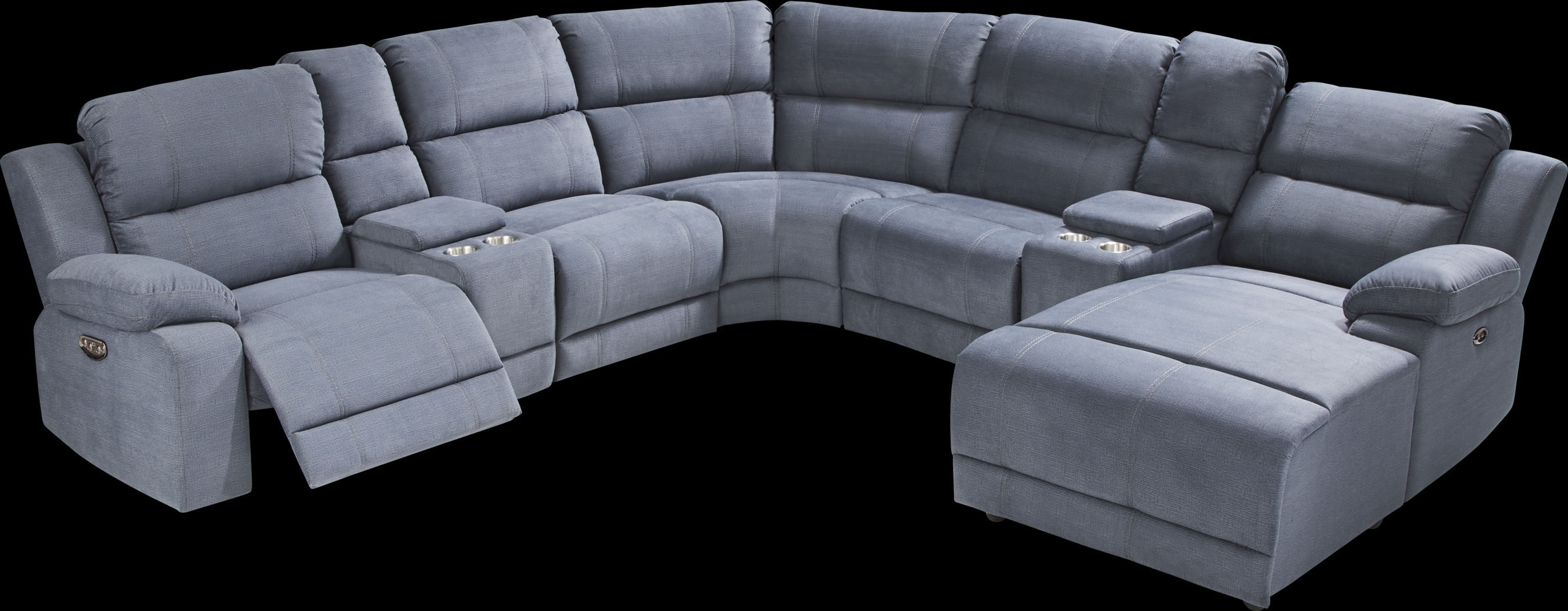 Palmer Point Blue 7 Pc Dual Power Reclining Sectional - Thumbnail - Image 3