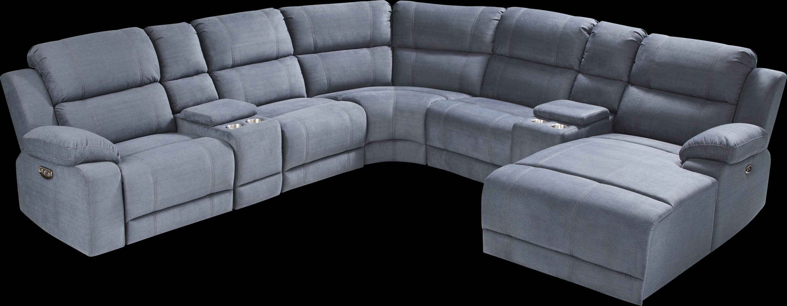 Palmer Point Blue 7 Pc Dual Power Reclining Sectional - Thumbnail - Image 1