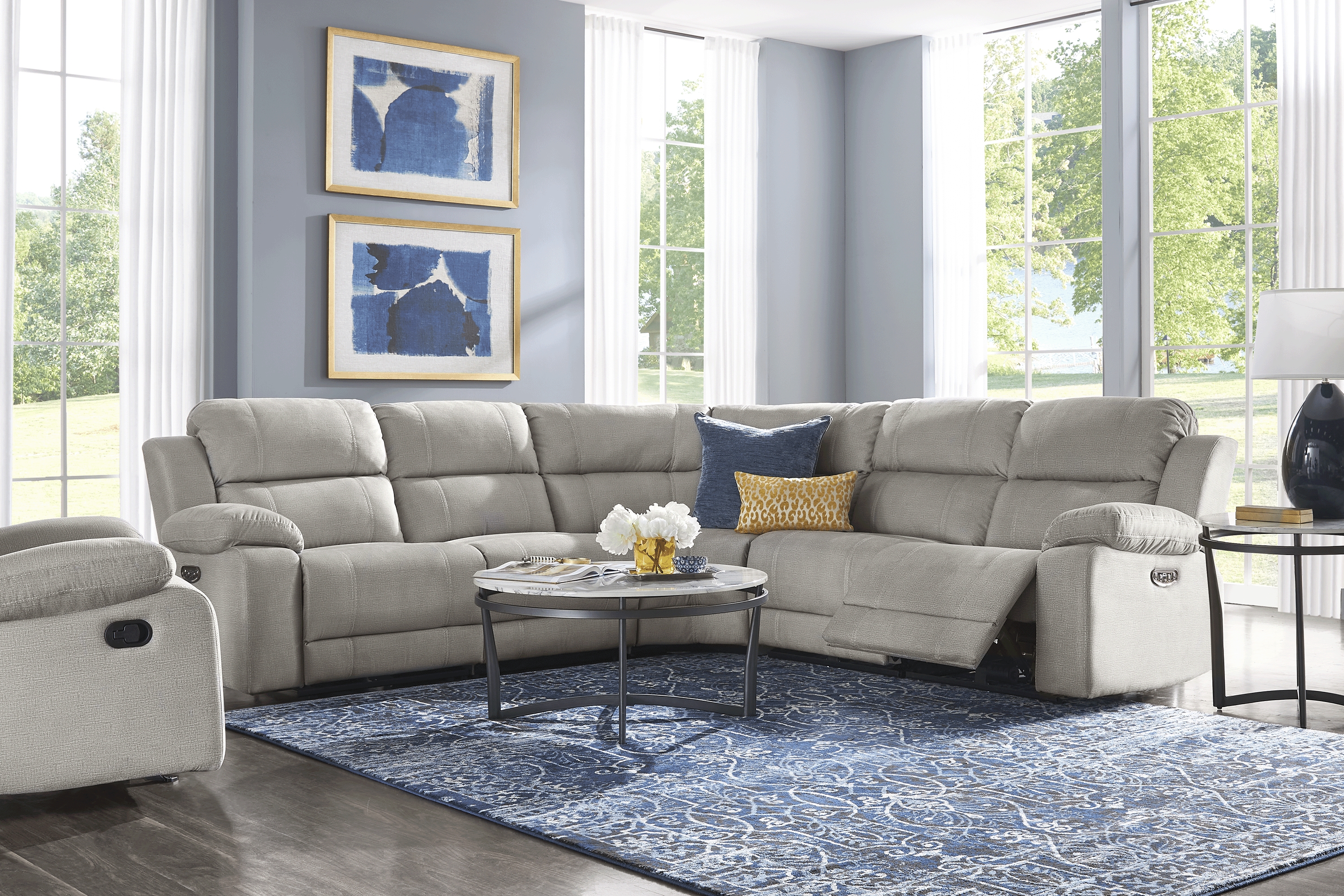 Palmer Point Gray 5 Pc Dual Power Reclining Sectional - Thumbnail - Image 2