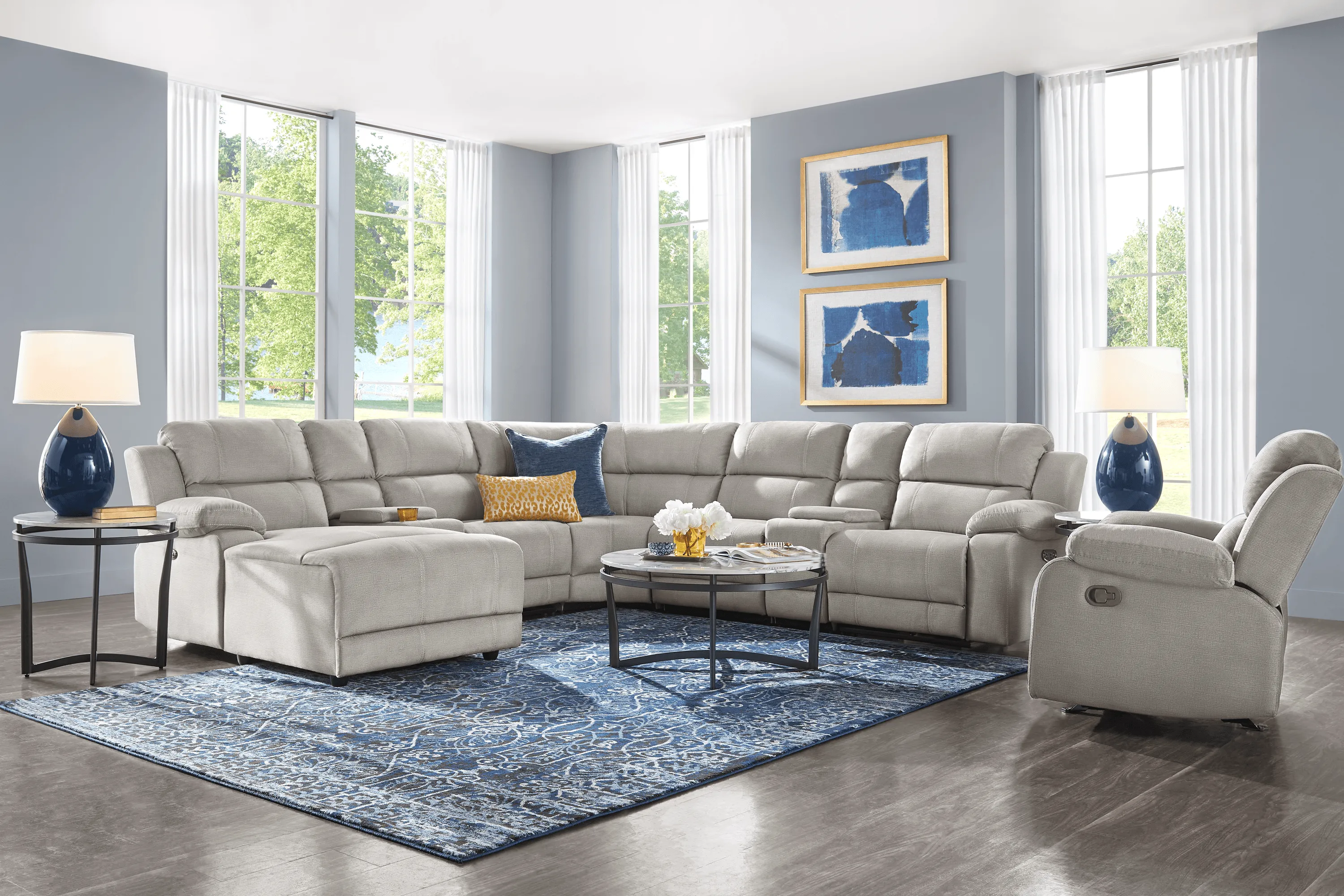 Palmer Point Gray 7 Pc Dual Power Reclining Sectional - Thumbnail - Image 2