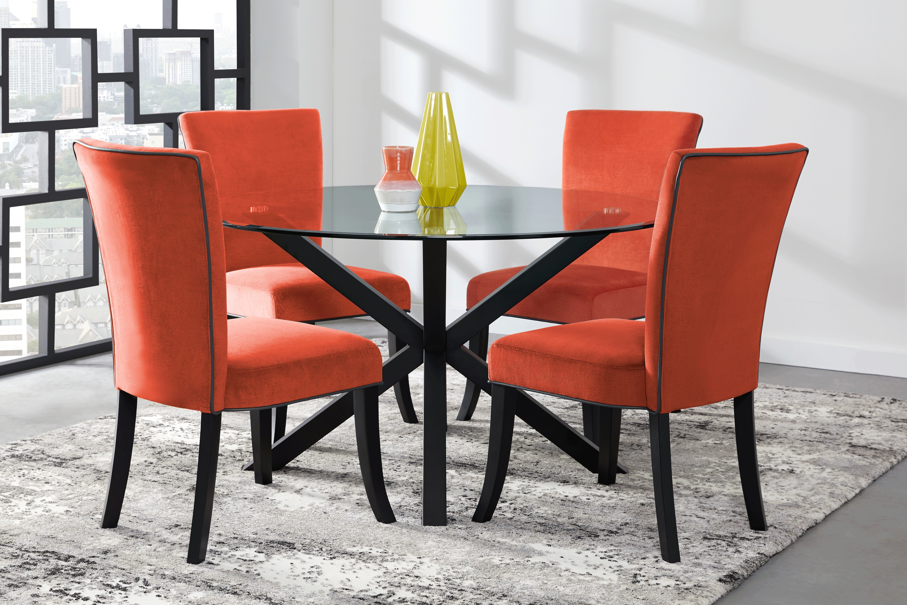 Palmetto Way Black 5 Pc Dining Set with Terracotta Chairs - Thumbnail - Image 1