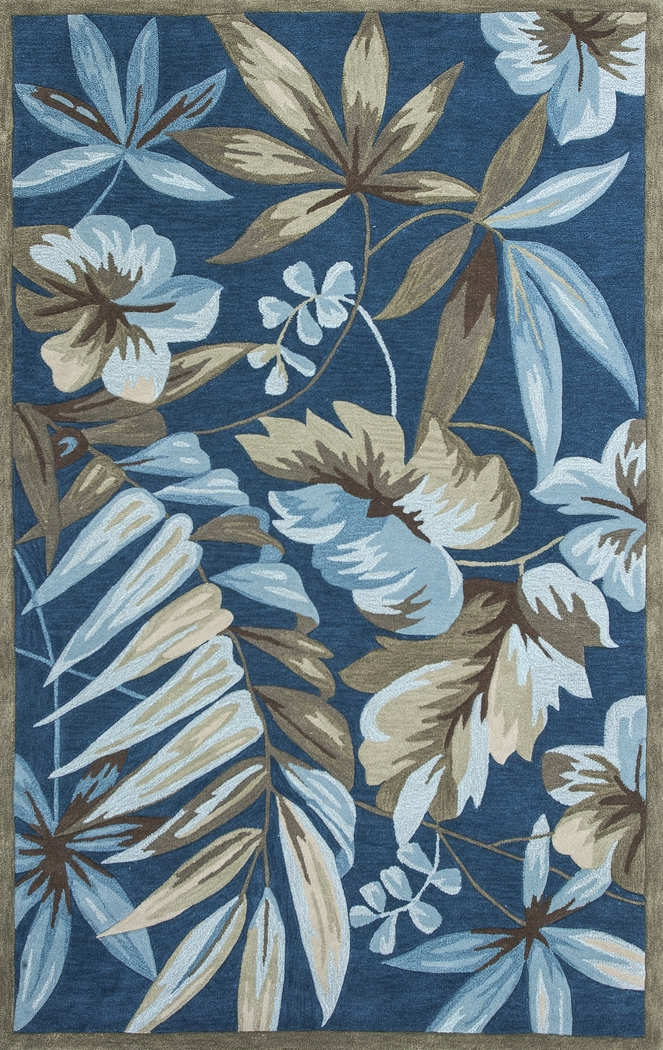 Palms of Lagos Blue 5' x 7'6 Rug - Thumbnail - Image 1