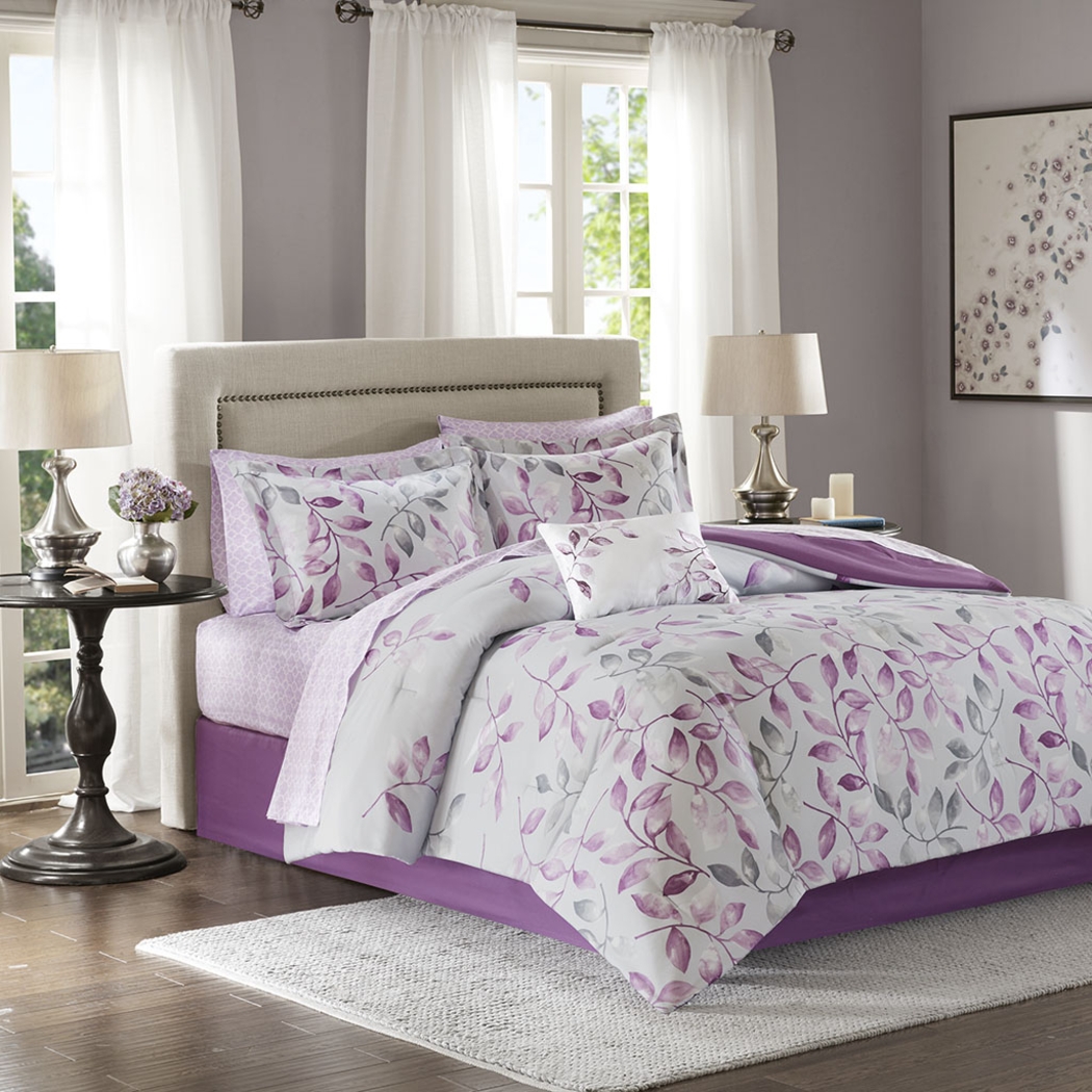 Palmyra Purple 9 Pc King Comforter Set - Thumbnail - Image 1