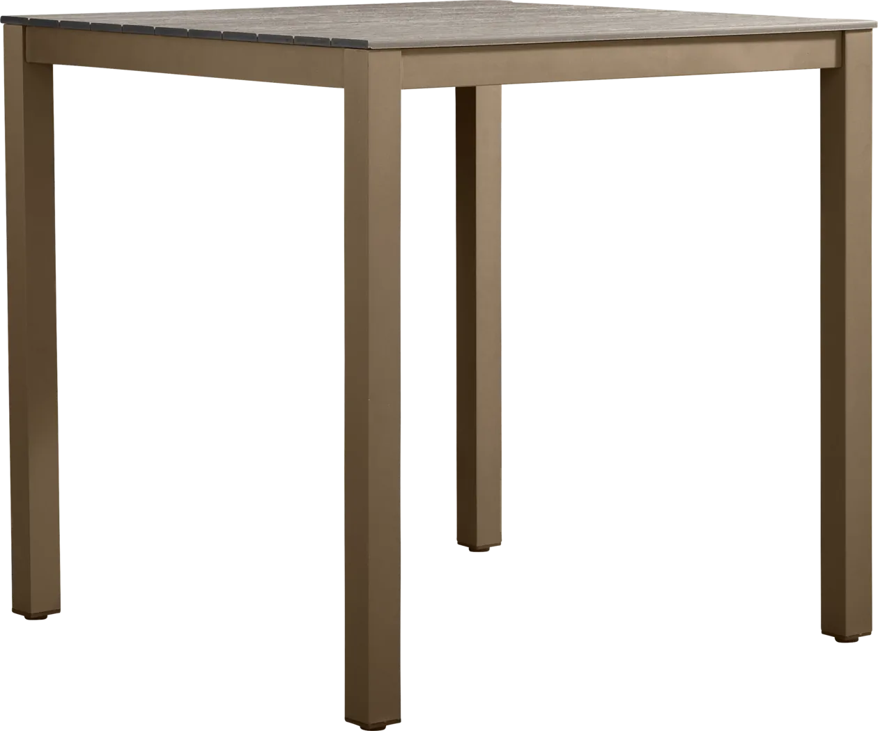 Paloma Brown 40 in. Square Outdoor Bar Height Dining Table with Umbrella Hole - Thumbnail - Image 1