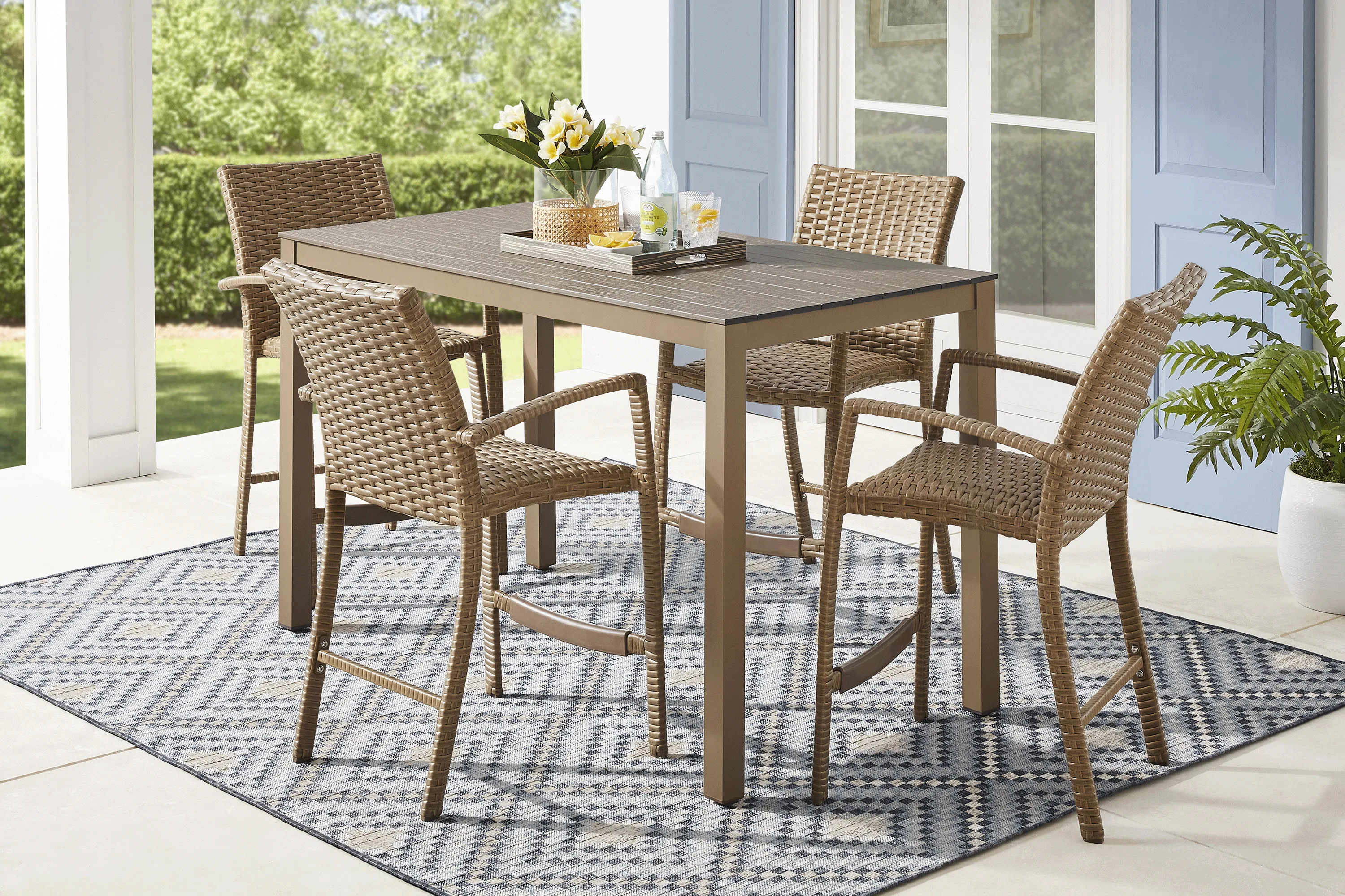 Paloma Brown 5 Pc 65 in. Outdoor Bar Height Dining Set - Thumbnail - Image 1