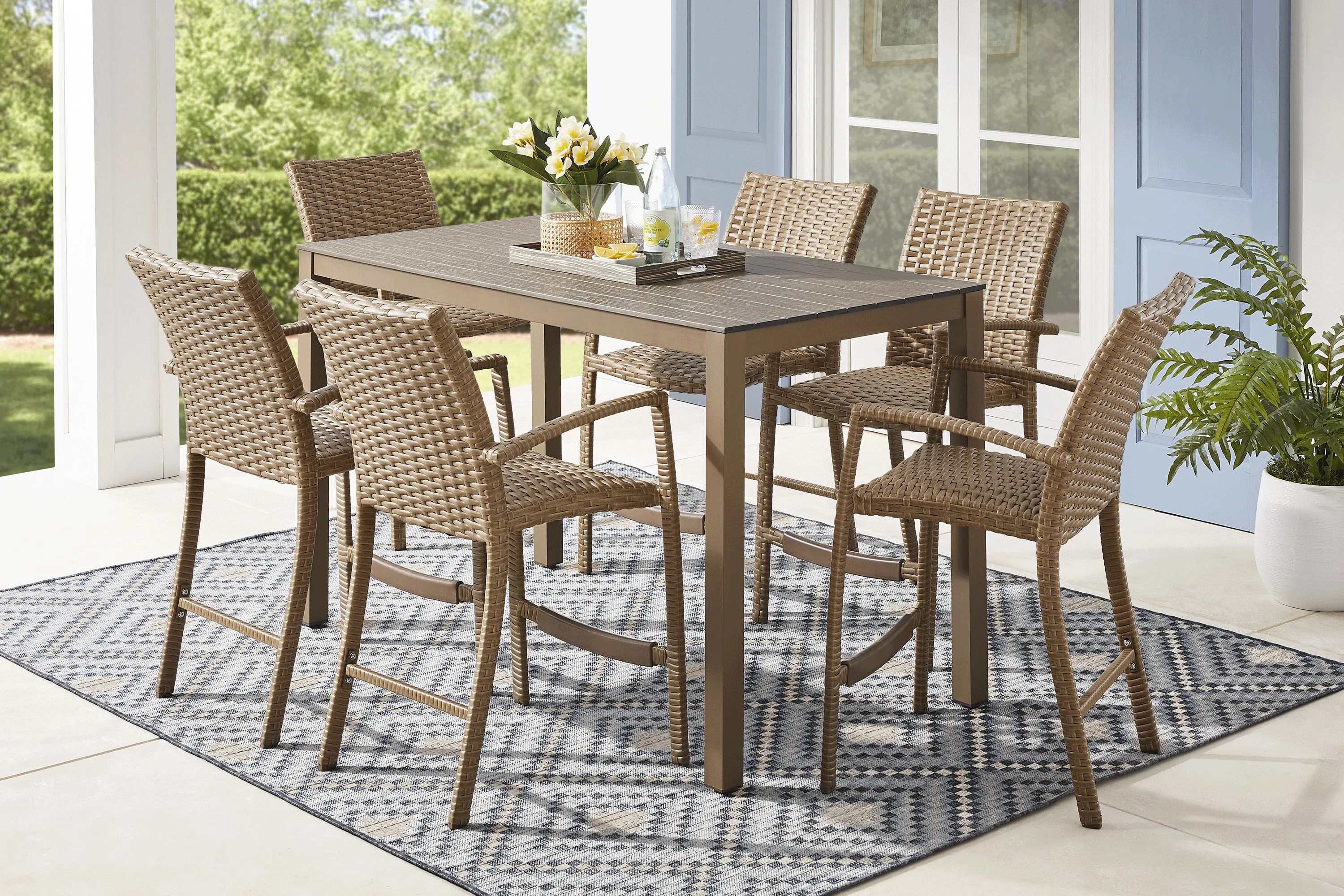 Paloma Brown 7 Pc 65 in. Outdoor Bar Height Dining Set - Thumbnail - Image 1