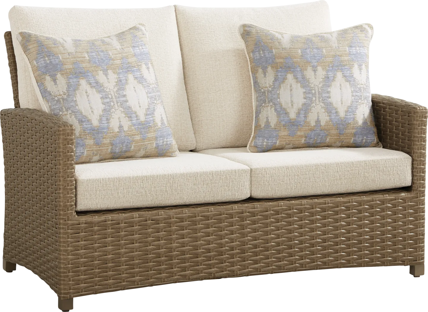 Paloma Brown 4 Pc Outdoor Loveseat Seating set with Beige Cushions - Thumbnail - Image 3