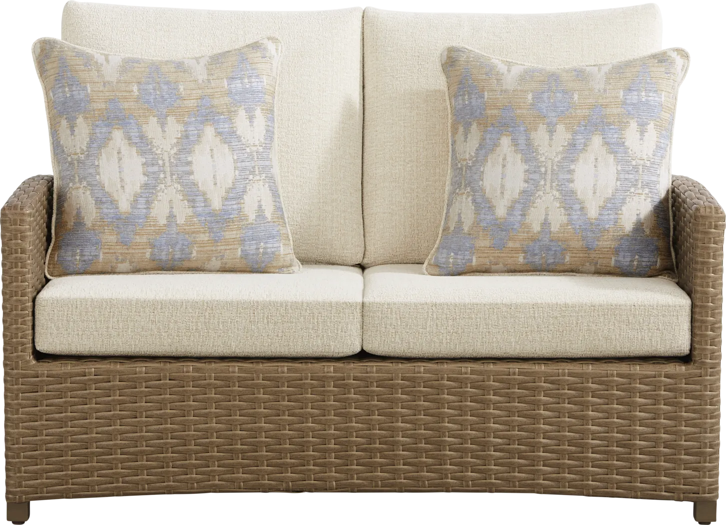 Paloma Brown 4 Pc Outdoor Loveseat Seating set with Beige Cushions - Thumbnail - Image 2