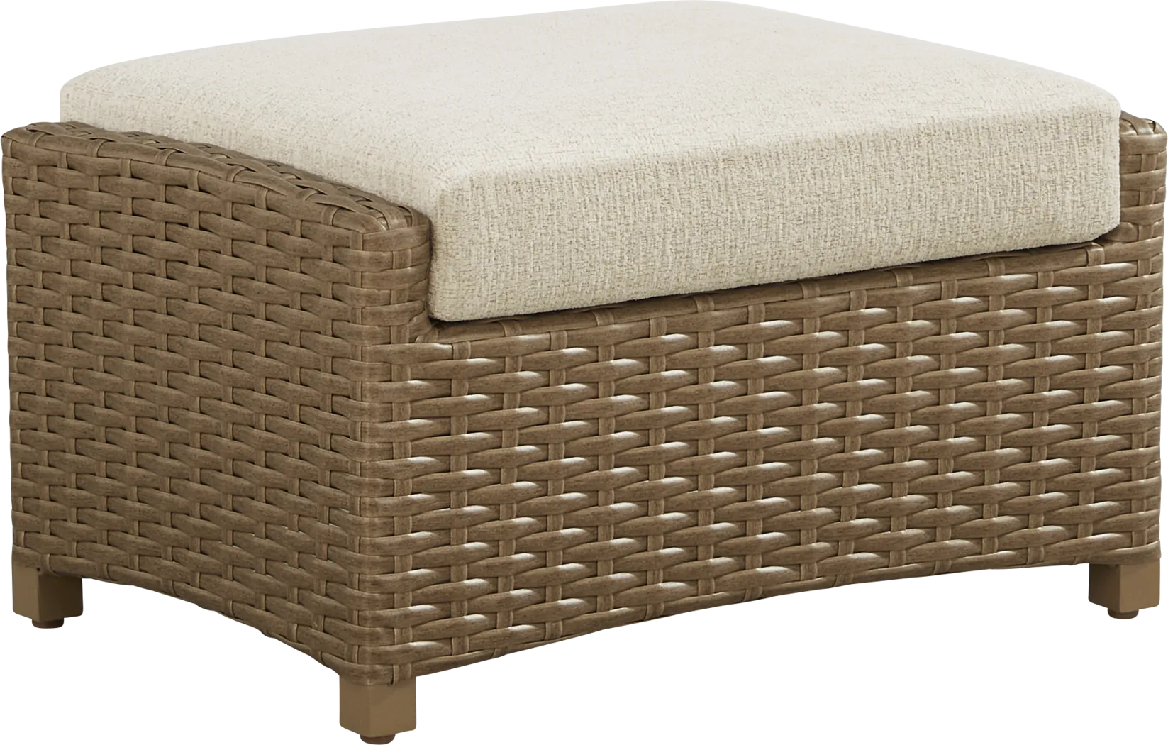 Paloma Brown Outdoor Ottoman with Beige Cushion - Thumbnail - Image 1