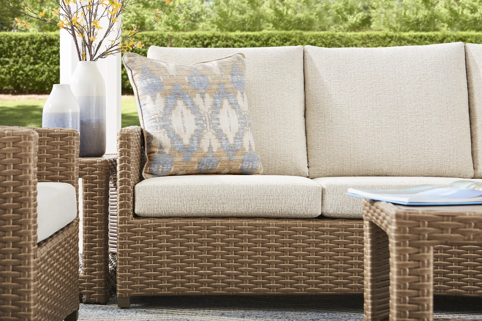 Paloma Brown Outdoor Sofa with Beige Cushions - Thumbnail - Image 3