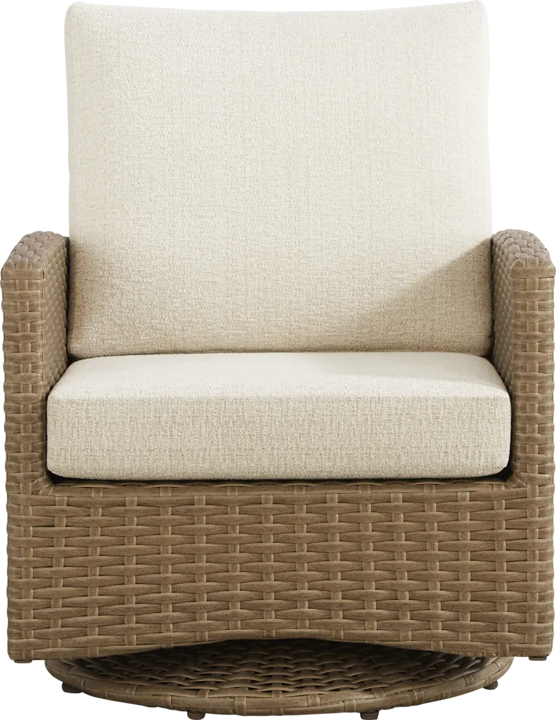 Paloma Brown Outdoor Swivel Chair with Beige Cushions - Thumbnail - Image 2