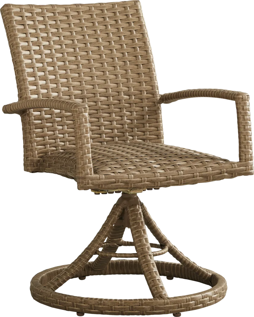 Paloma Brown Outdoor Swivel Dining Chair - Thumbnail - Image 1