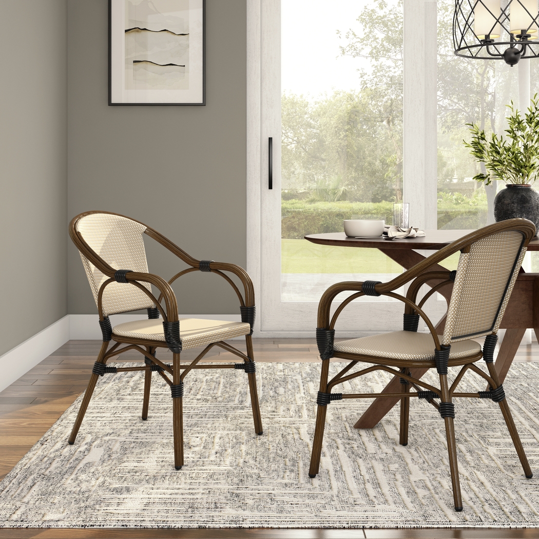 Palumbo II Brown Arm Chair, Set of 2 - Thumbnail - Image 2