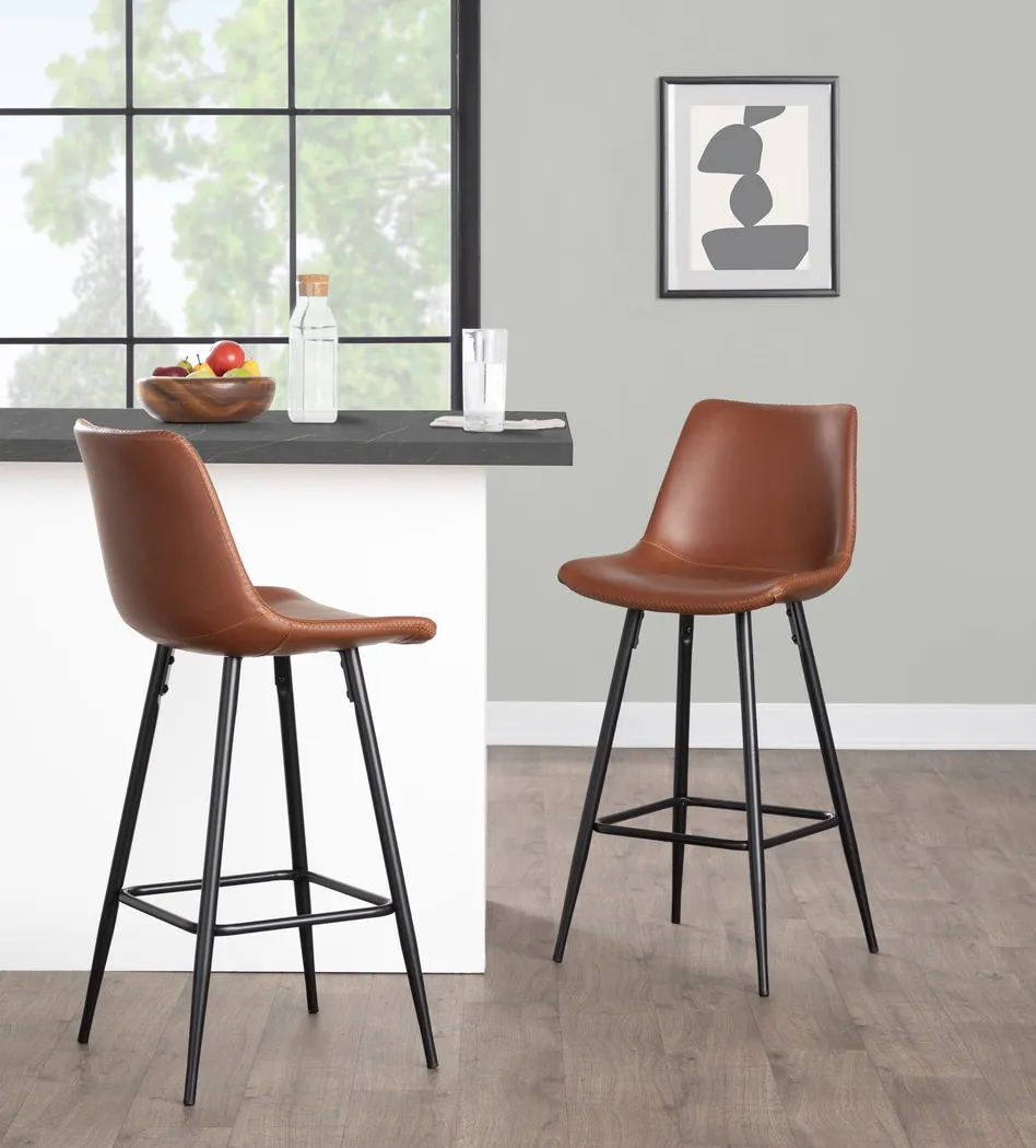 Pamco Cognac Counter Height Stool, Set of 2 - Thumbnail - Image 2