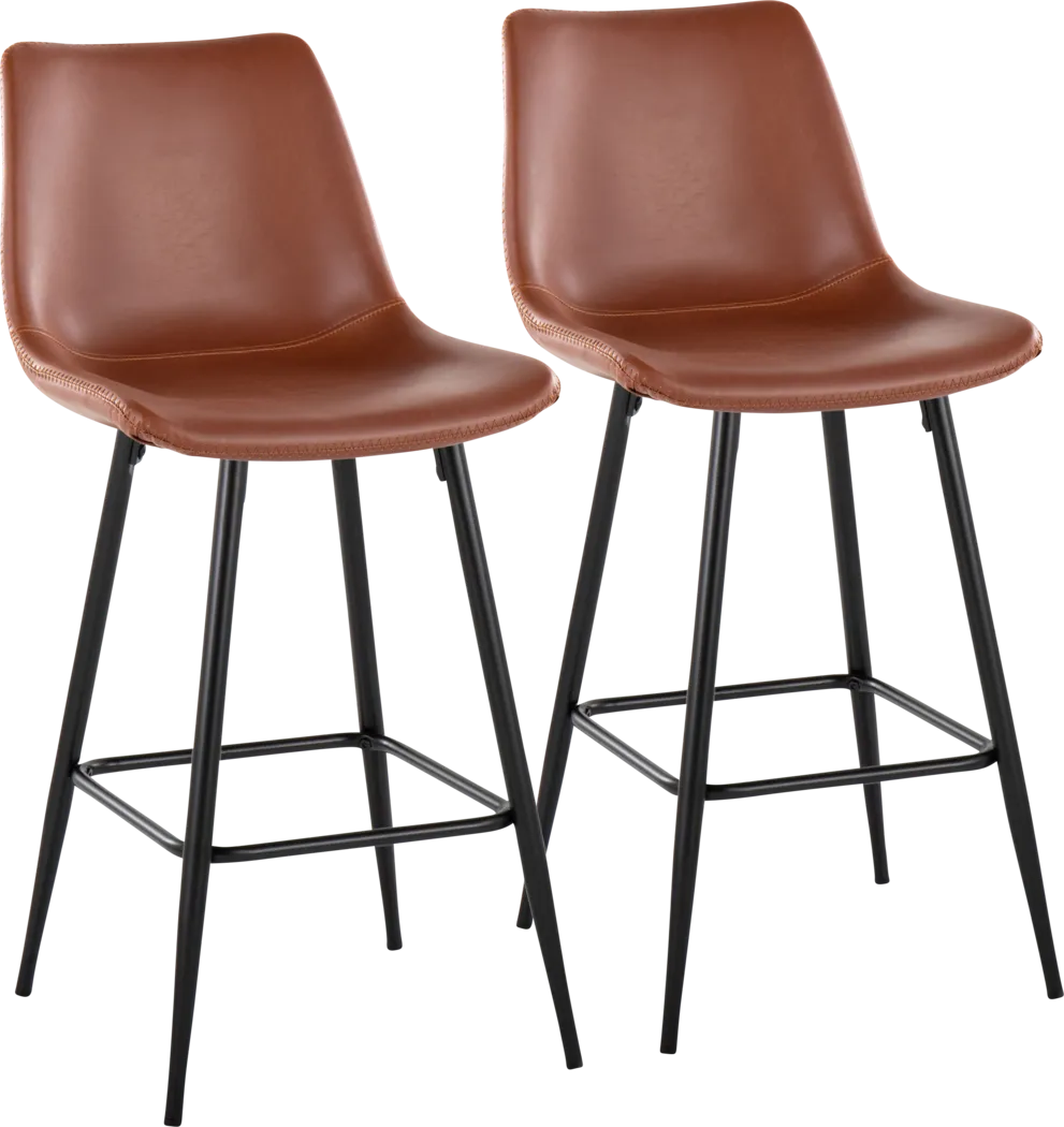 Pamco Cognac Counter Height Stool, Set of 2 - Thumbnail - Image 1