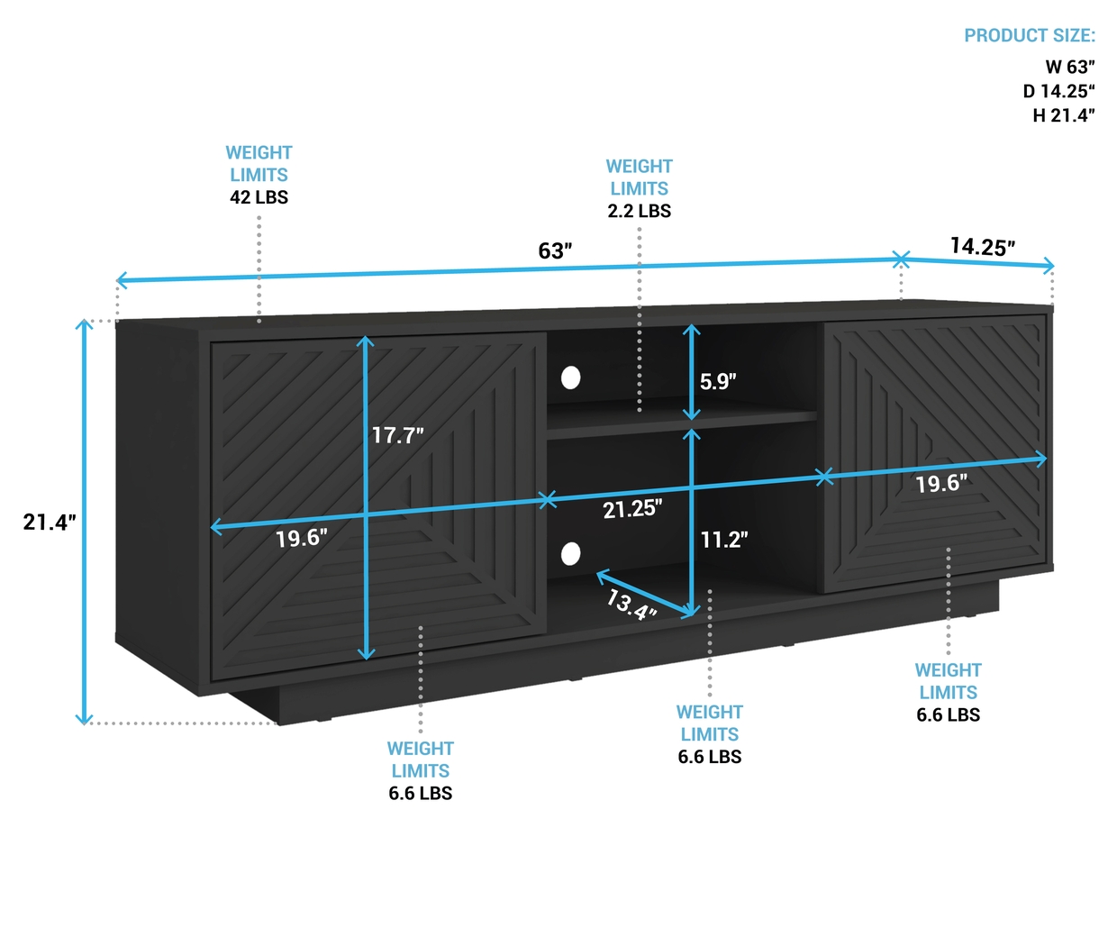 Paniana Black 63 in. Console - Thumbnail - Image 8
