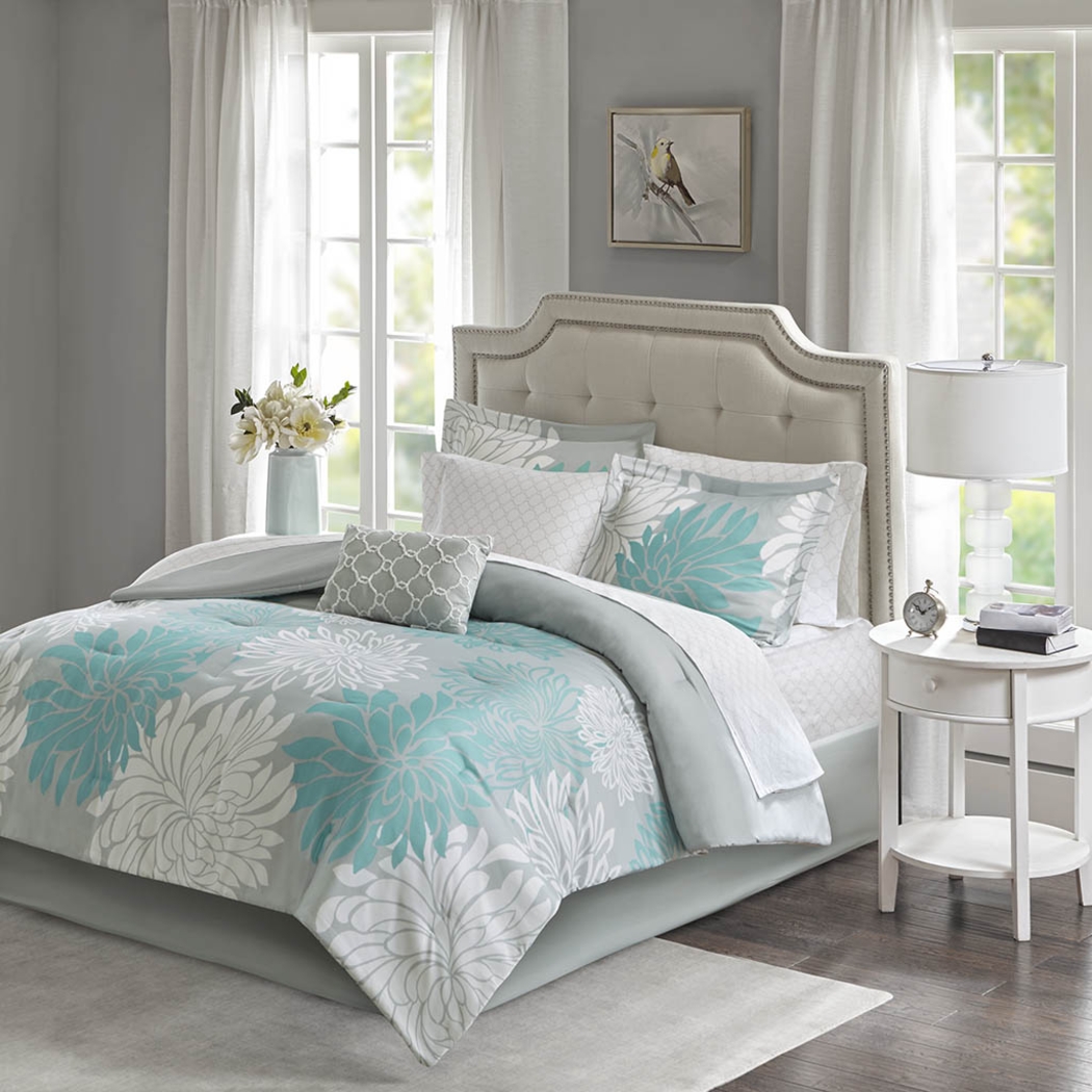 Papania Blue 9 Pc California King Comforter Set - Thumbnail - Image 1