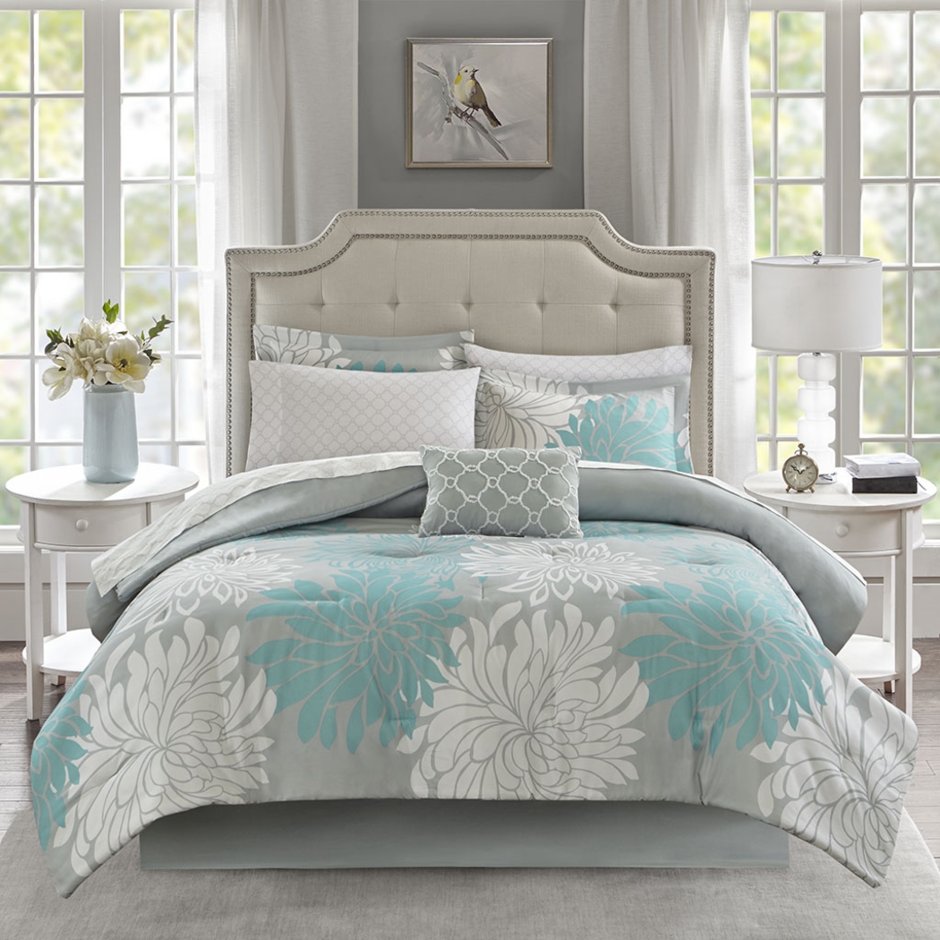 Papania Blue 9 Pc Full Comforter Set - Thumbnail - Image 9