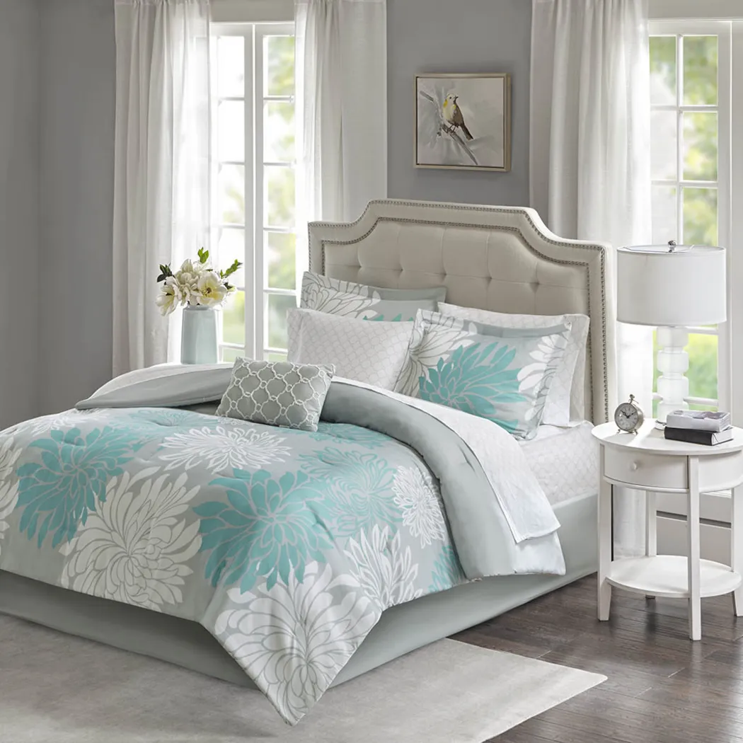 Papania Blue 9 Pc King Comforter Set - Thumbnail - Image 1